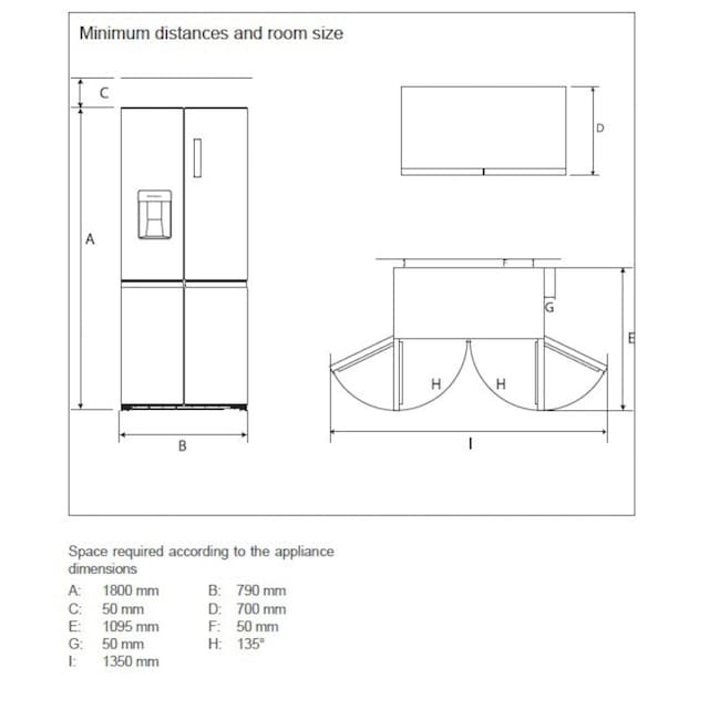 180 | Multi 79 Türalarm Display, Door »HCDB18080DWDI«, Hanseatic breit, Wasserspender, NoFrost, cm hoch, cm BAUR HCDB18080DWDBI,