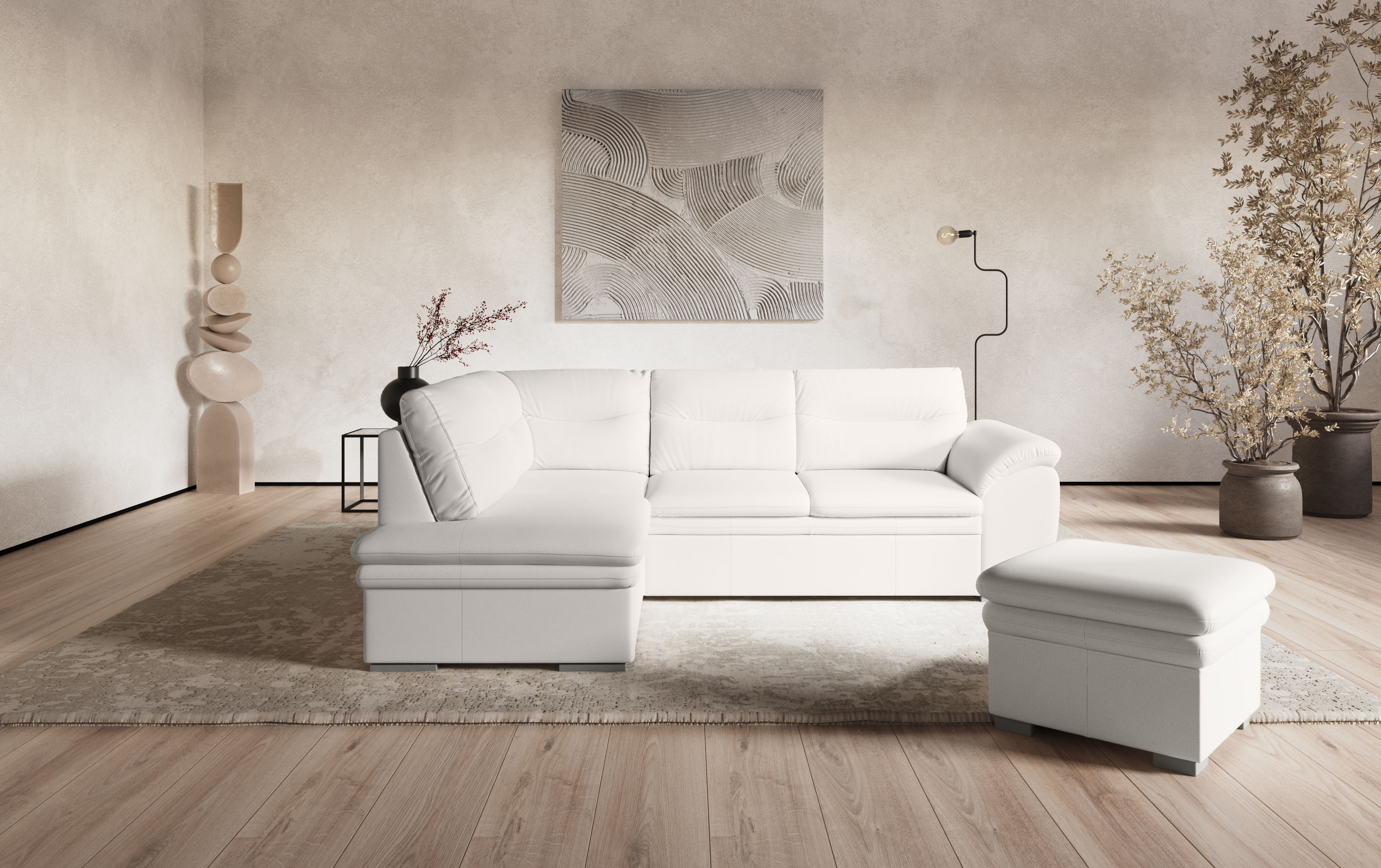 COTTA Ecksofa "Leandra L-Form" wahlweise mit Schlaffunktion & Bettkasten