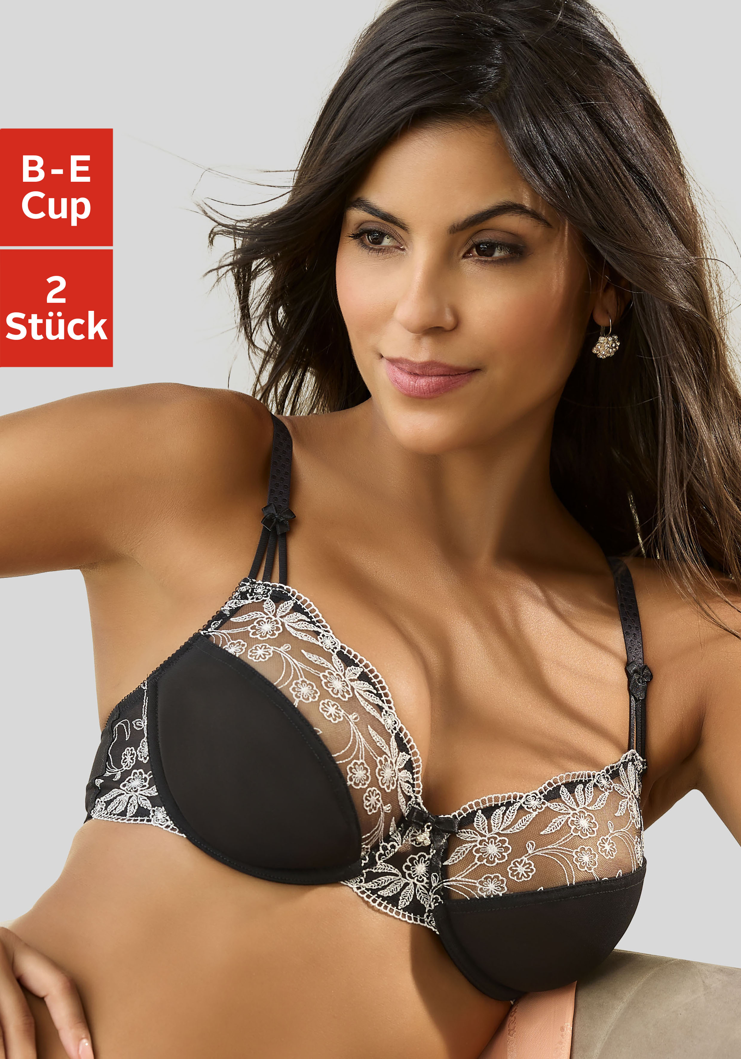 Nuance by Lascana Bügel-BH Packung, mit Stickereispitze, als Dessous-Set kombinierbar, große Größen