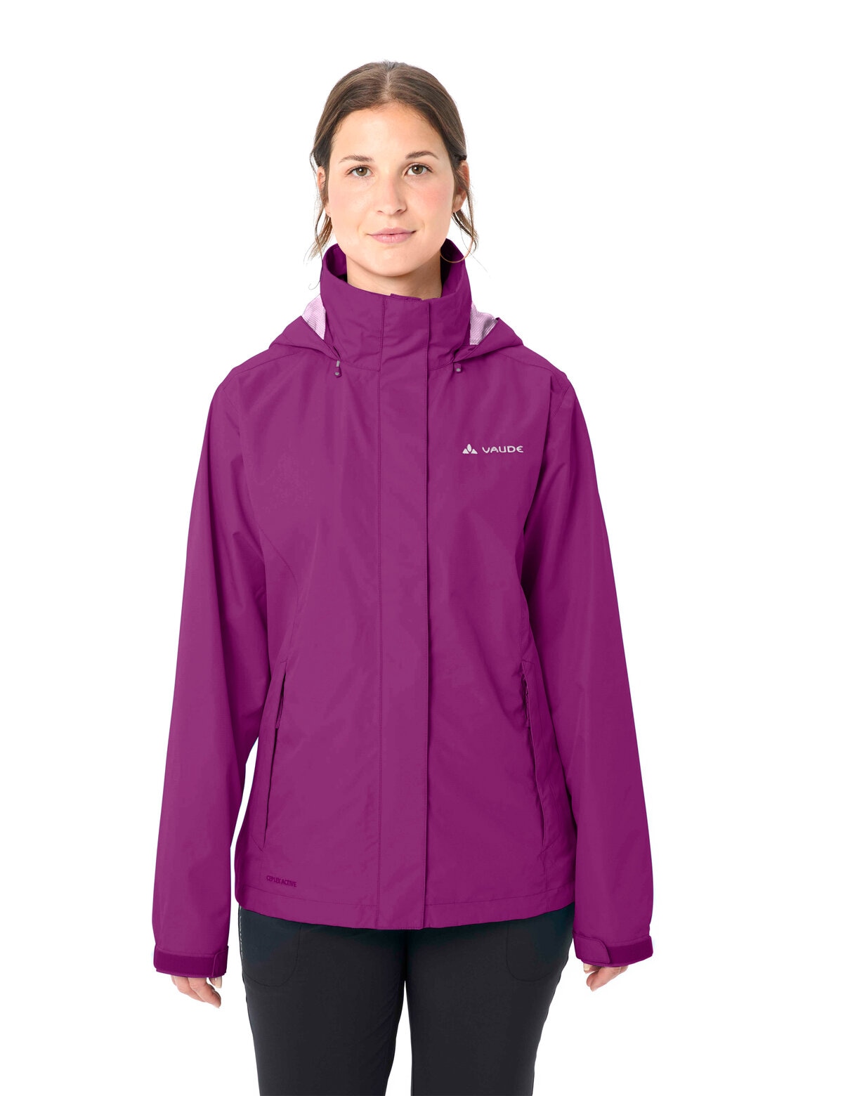 VAUDE Regenjacke "Womens Escape Light Jacket" mit Kapuze für Wandern und Trekking, atmungsaktives Material, wasserdicht