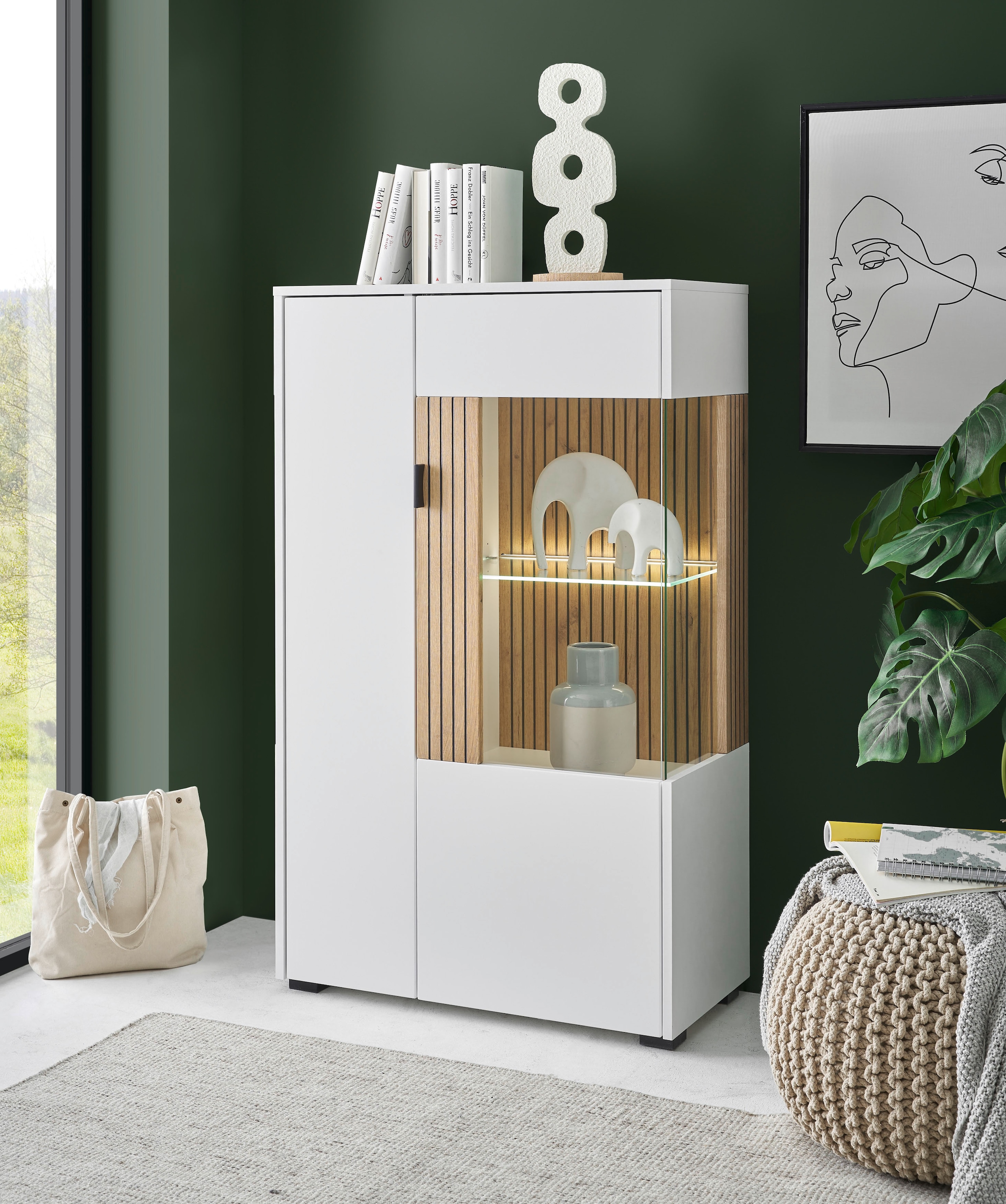 Home affaire Vitrine "Hudson, Stauraumvitrine, Standvitrine" in moderner Tr günstig online kaufen