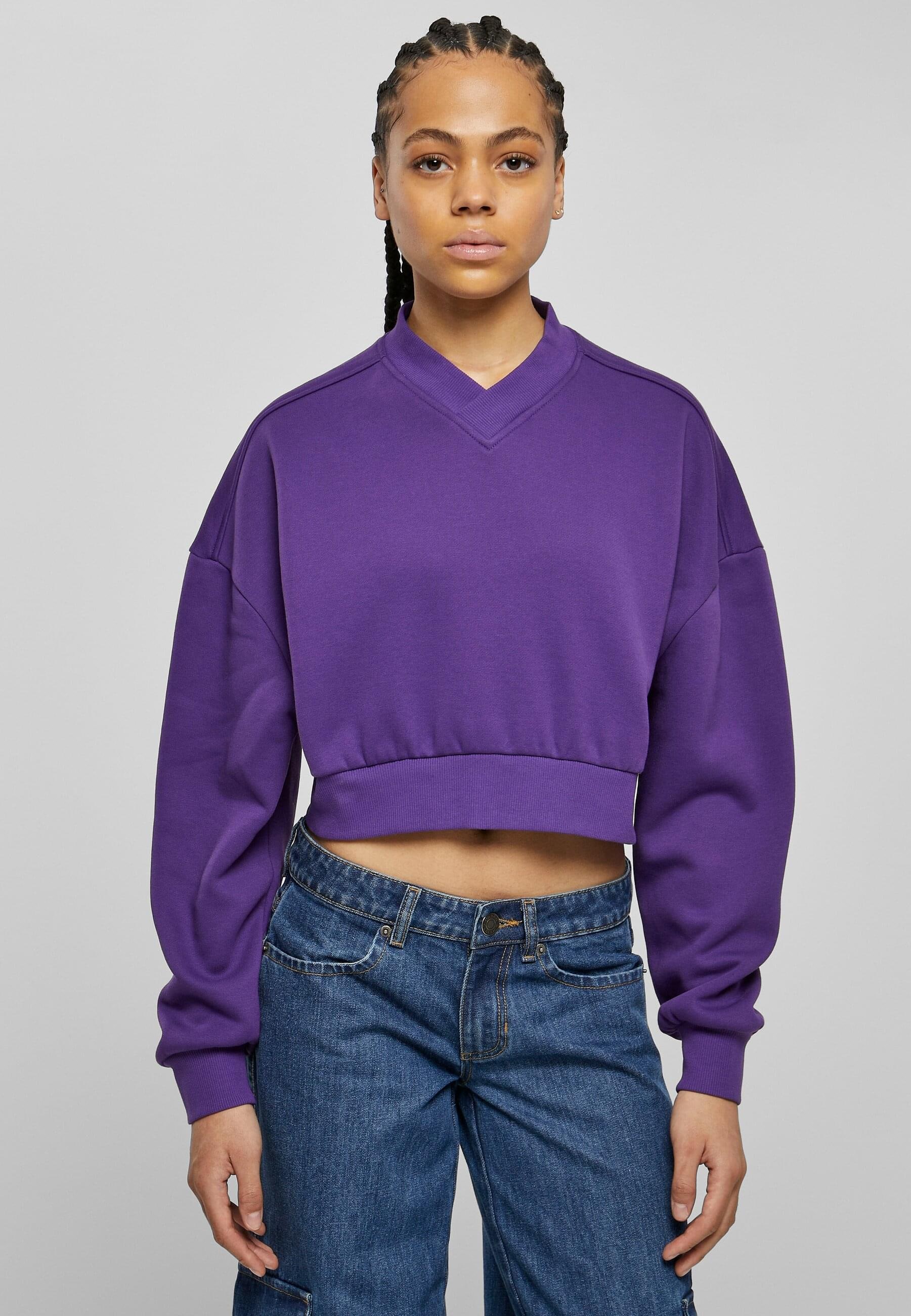 URBAN CLASSICS Sweater »Urban Classics Damen Ladies Cropped V-Neck«