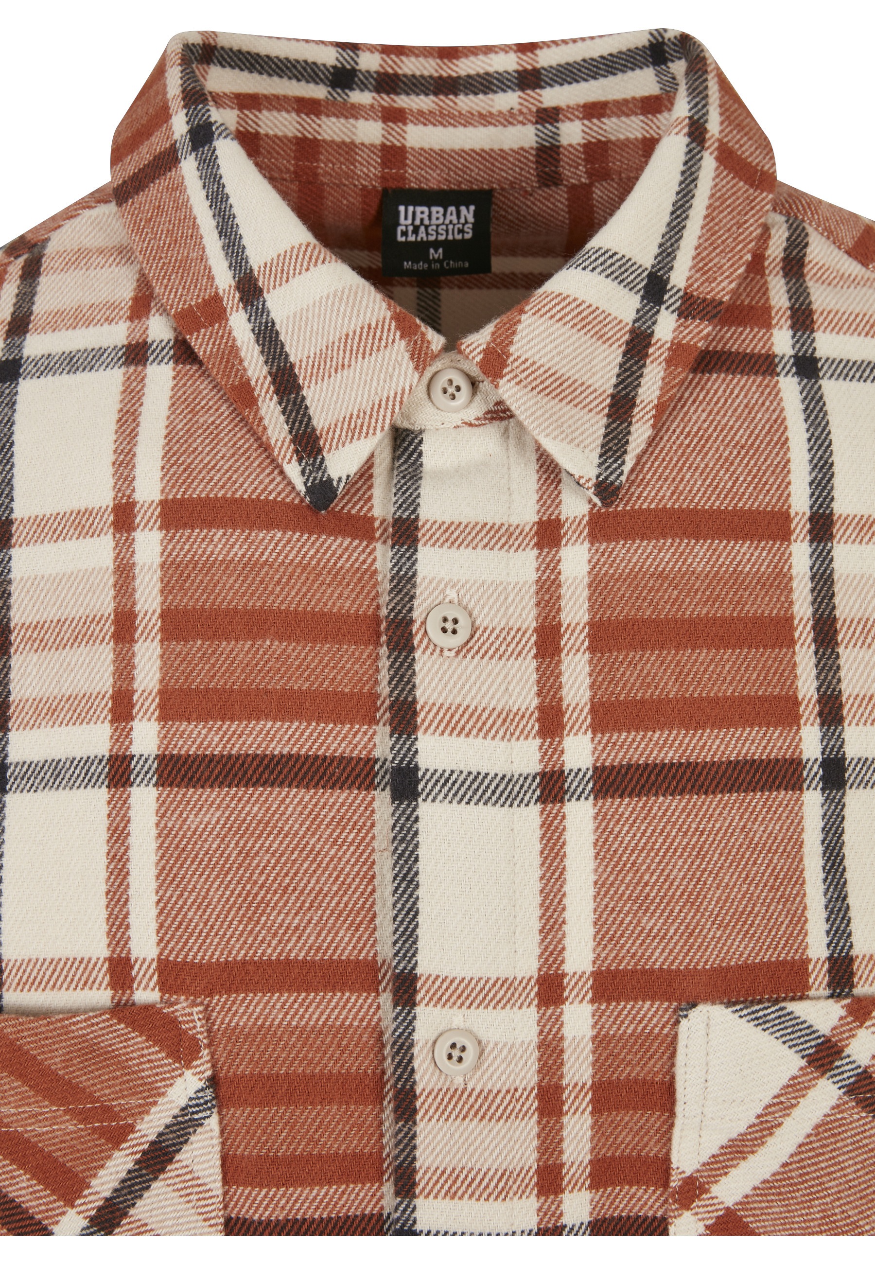 URBAN CLASSICS Kurzarmshirt »Urban Classics Herren Long Oversized Checked Leaves Shirt« 1 Stk.