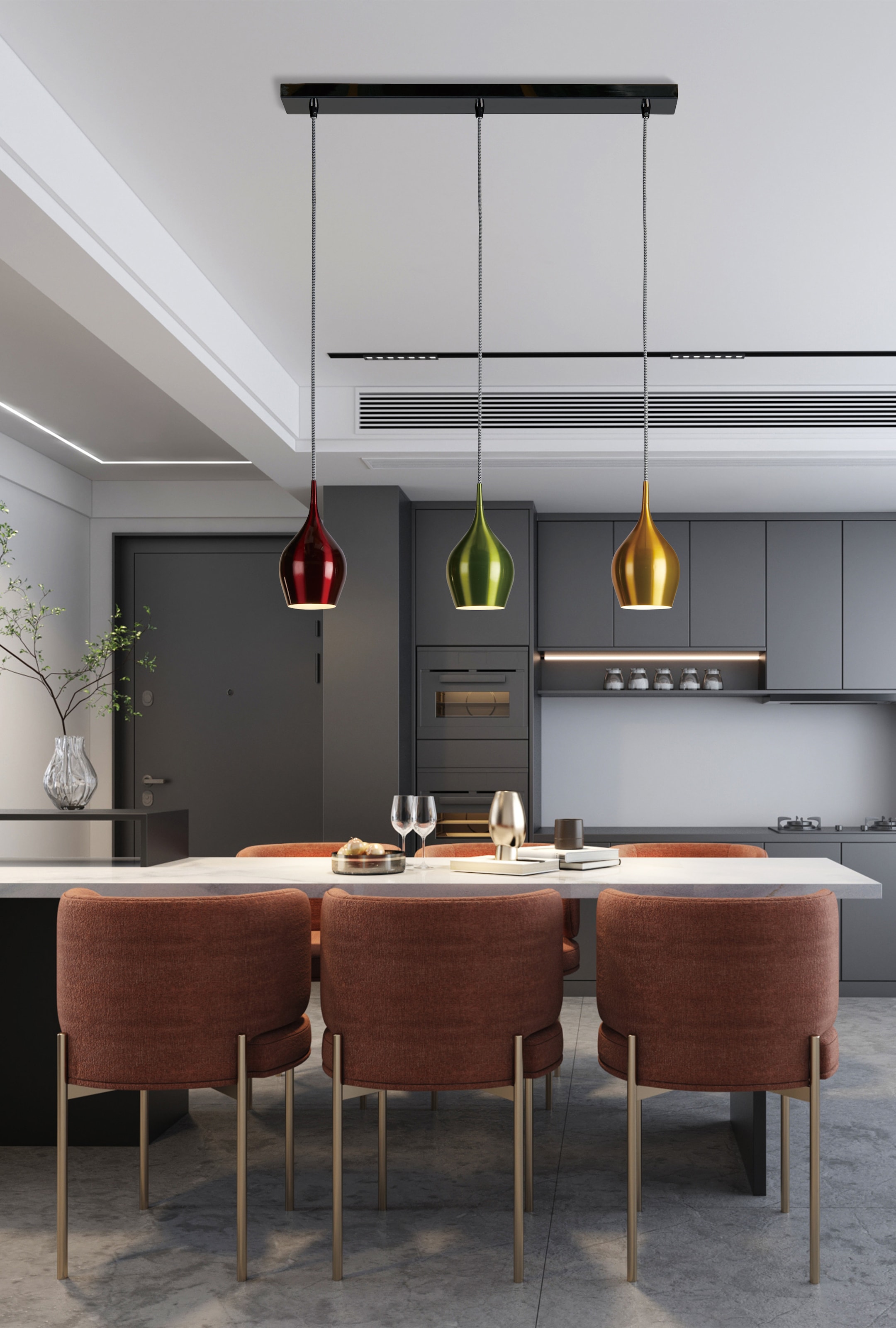 Searchlight Pendelleuchte »Vibrant 3Lt Pendelleuchte - Buntes Metall« E14 1 Stk.