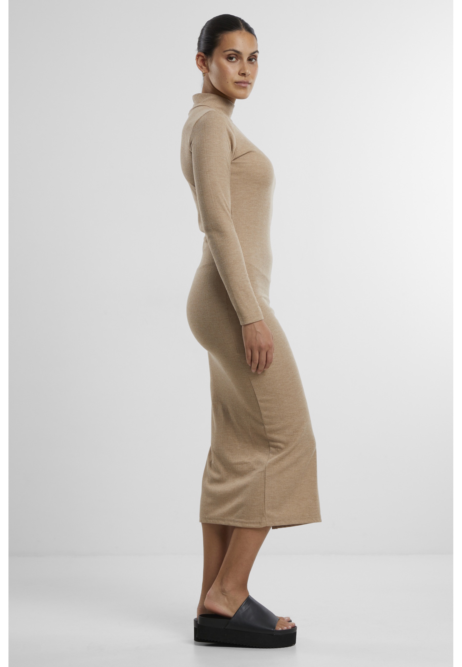 URBAN CLASSICS Shirtkleid »Urban Classics Ladies Rib Longlseeve Mockneck Dress« 1 Stk. tlg.