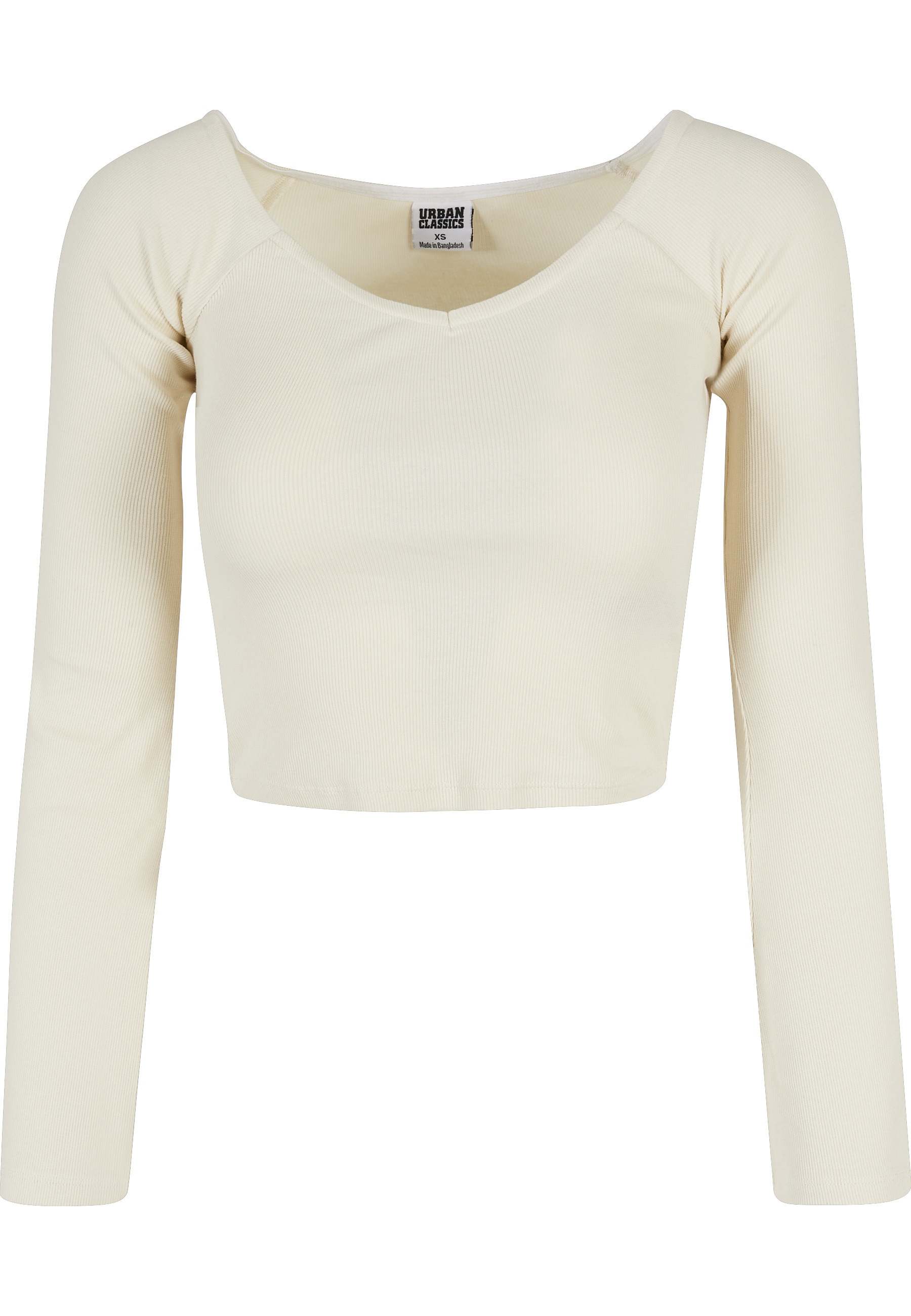 URBAN CLASSICS Langarmshirt "Urban Classics Damen Ladies Short Rib Wide V-Neck Longsleeve" 1