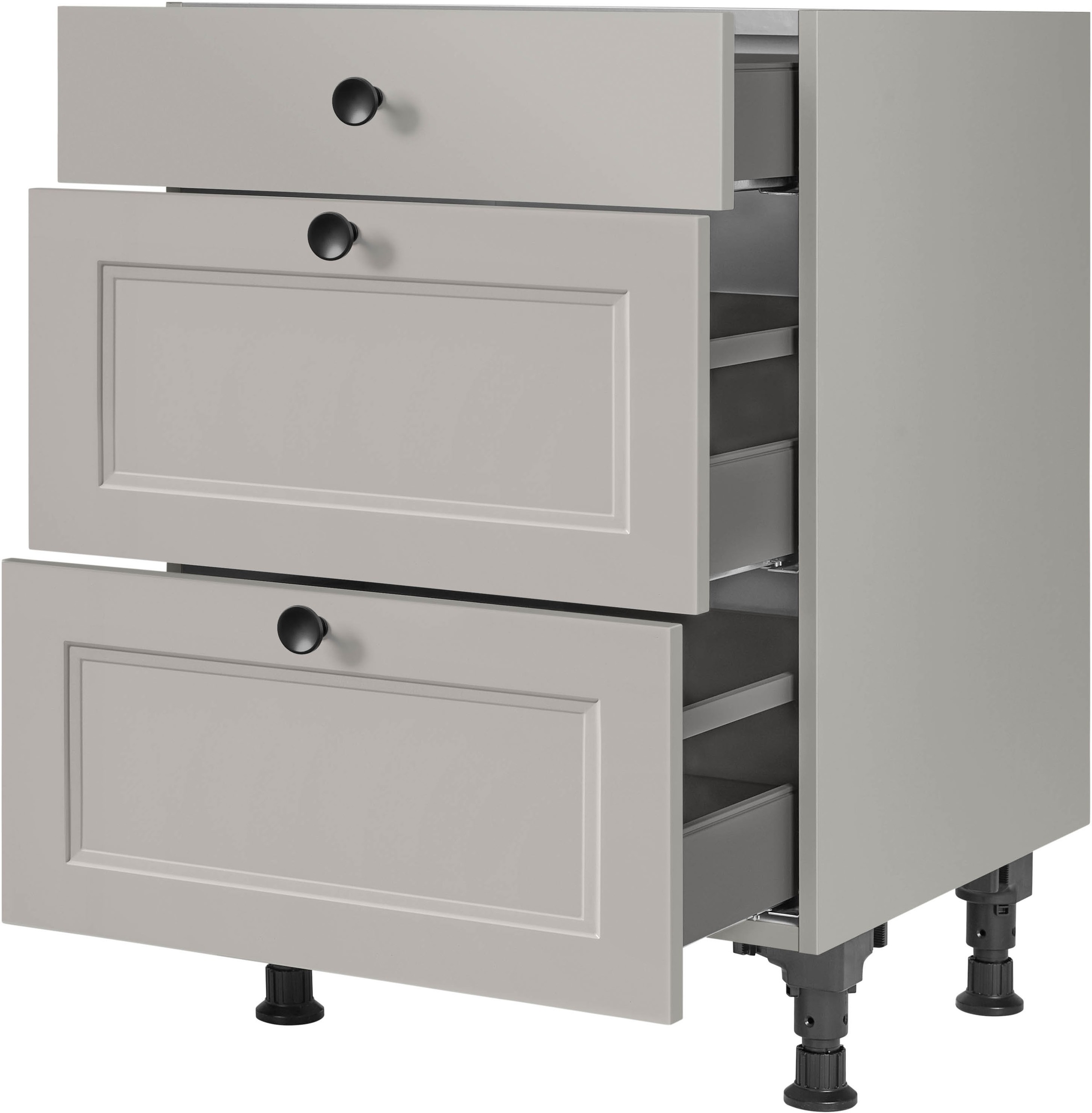 nobilia® Unterschrank »"Cascada", vormontiert, mit höhenverstellbaren Sockelfüßen, in den«, Breiten 30, 45, 60 und 90 cm, mit Schubkasten und Auszügen