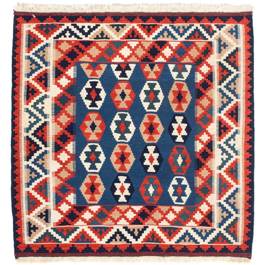 morgenland Wollteppich »Kelim - Oriental quadratisch - 103 x 102 cm - dunkelblau«, quadratisch