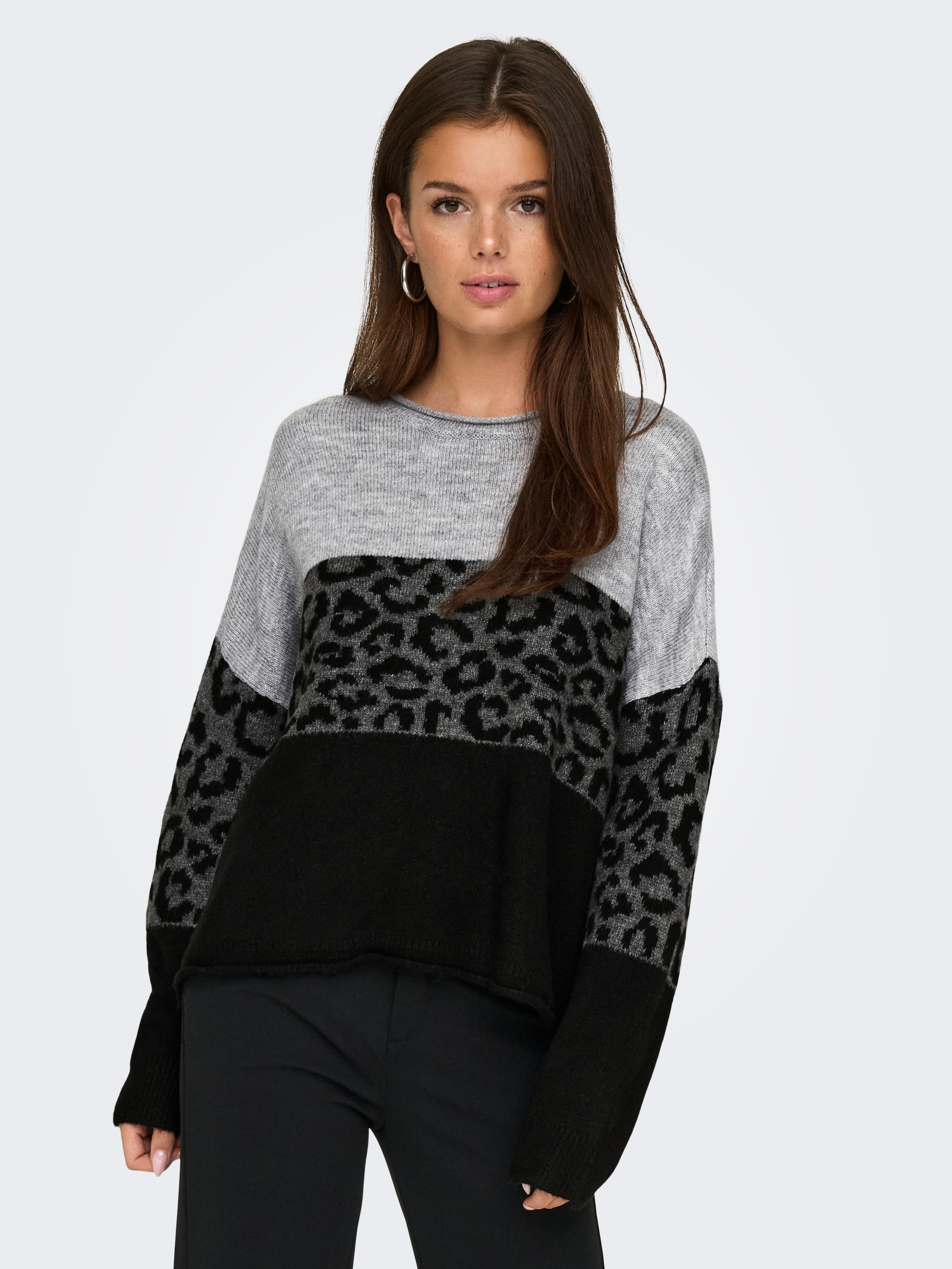 ONLY Rundhalspullover »ONLJADE ANIMAL LS O-NECK NOOS KNT«