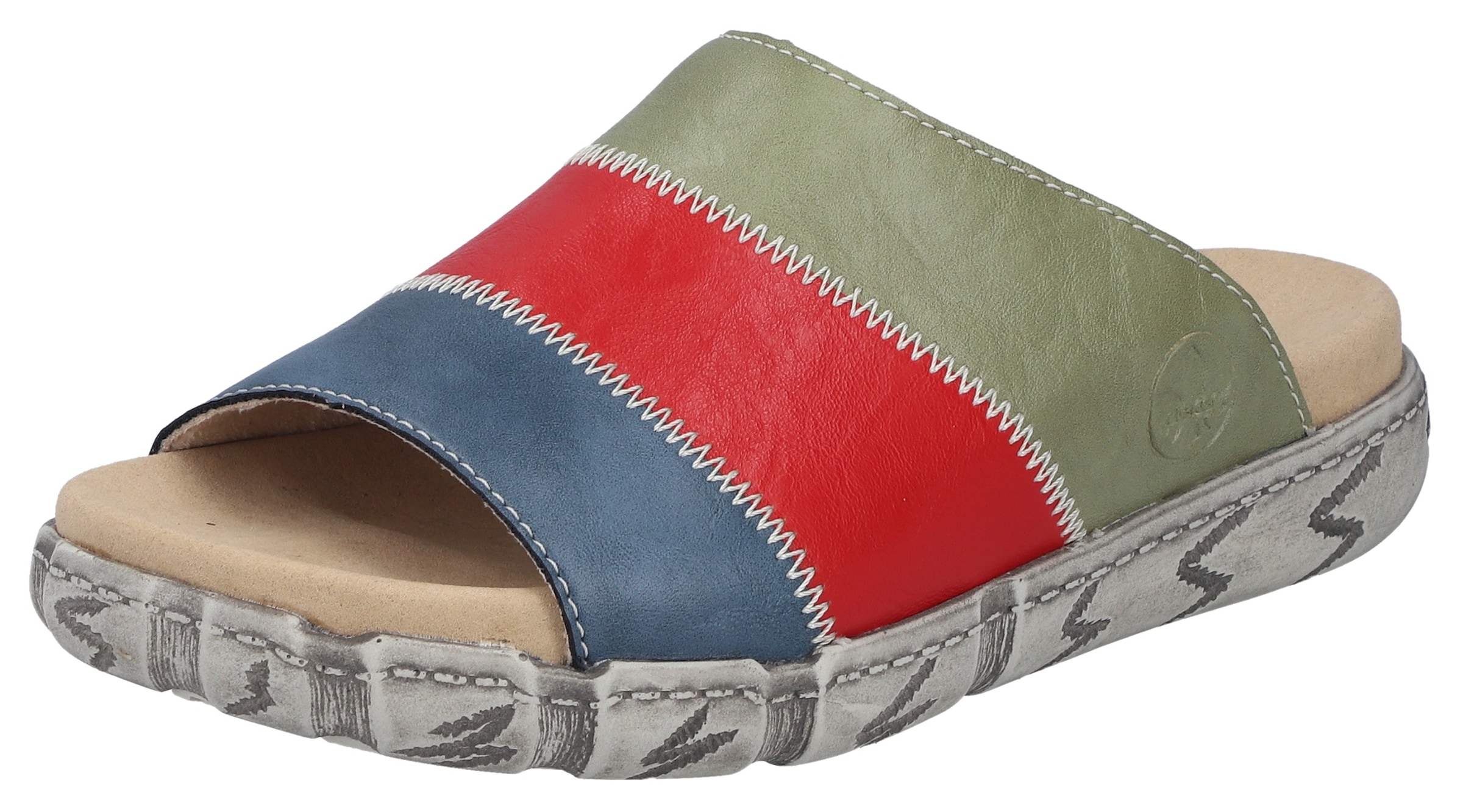Rieker Pantolette Sommerschuh, Hausschuh in Patchwork-Optik günstig online kaufen