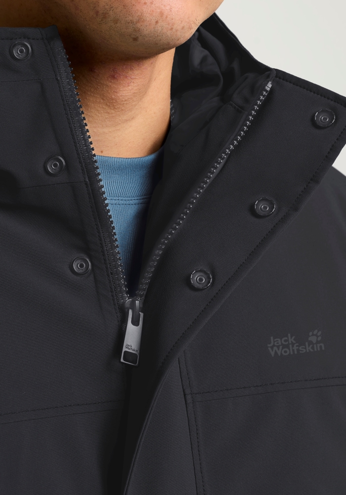 Jack Wolfskin Wintermantel »COLD CAMP COAT M« mit Kapuze, lang, aus Polyester, wasserdicht, winddicht, atmungsaktiv