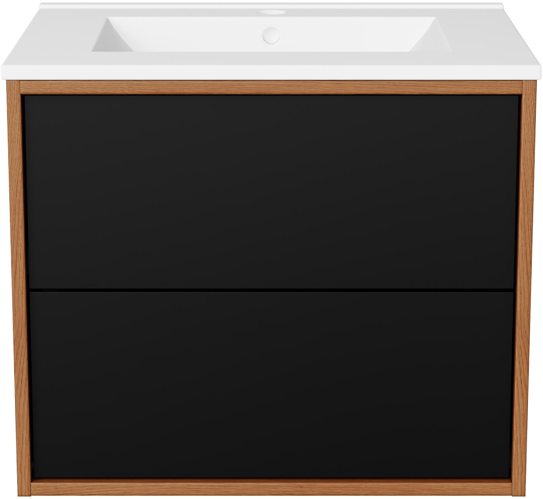 welltime Waschtisch »Waschbeckenunterschrank Line mit Waschbecken,Badmöbel,zwei Schubladen«, Badschrank mit Waschbecken, Push to open, Maße B/H/T: 61/53/47 cm
