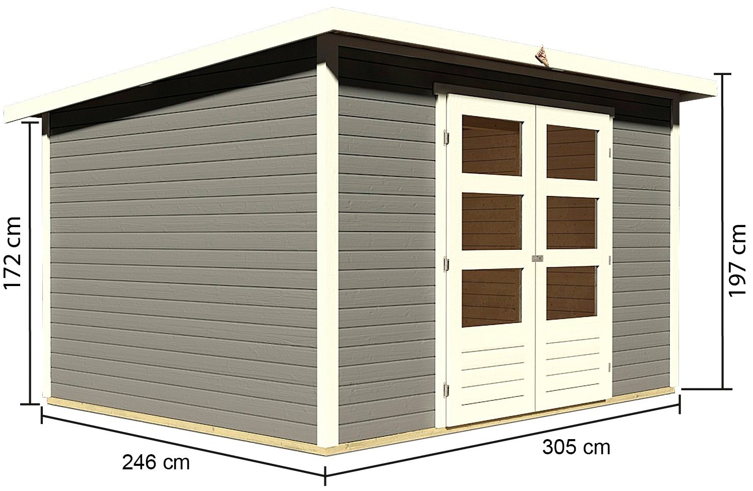 Karibu Gartenhaus »Chiemsee 5«, (Set), anthrazit, naturbelassen oder terragrau