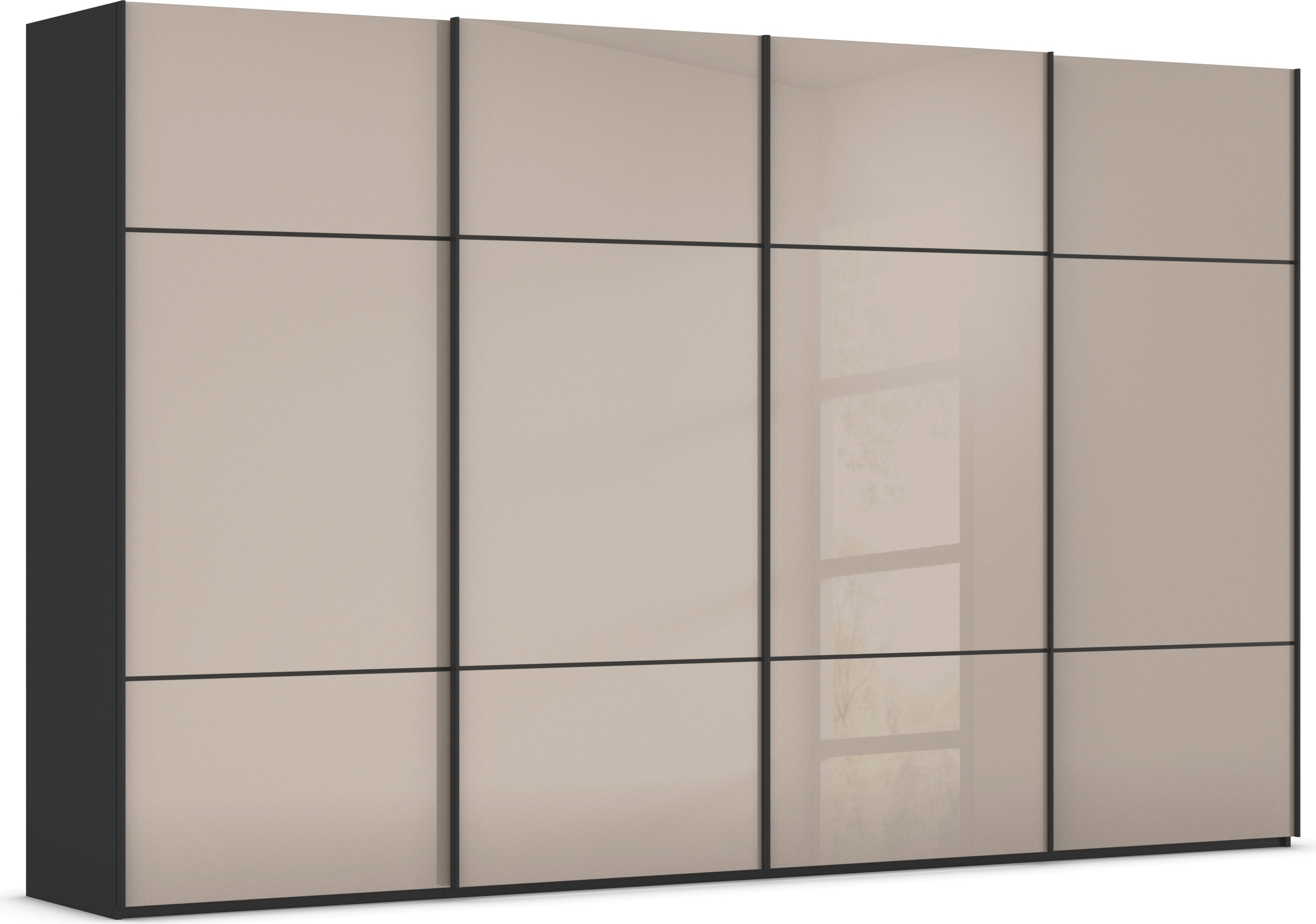 rauch "Kleiderschrank Schrank Garderobe Schlafzimmerschrank SCALE-TRIO" edle dreigeteilte Front mit 2 Zierleisten Glasfront MADE IN GERMANY