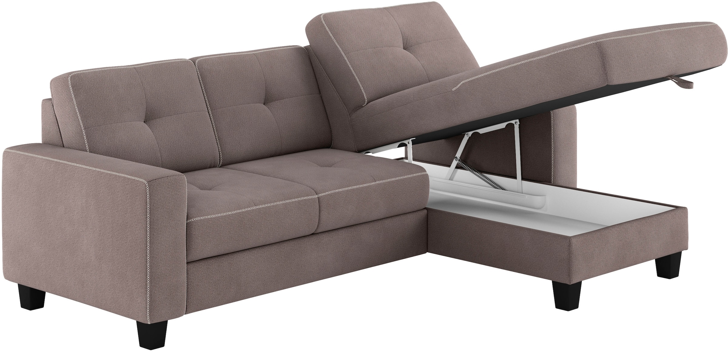 Places of Style Ecksofa »Varese L-Form«, Kreuznaht in beige