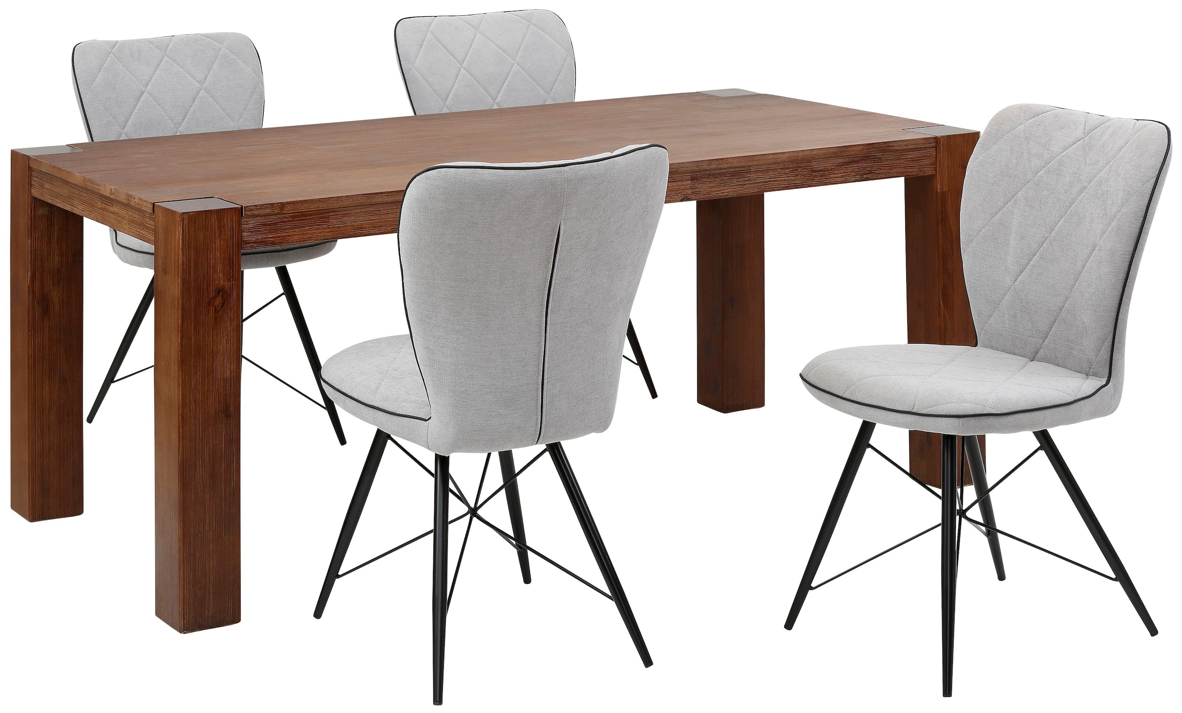Home affaire Essgruppe »Gimbi«, (Set, 5 tlg.), bestehend aus 1 Esstisch aus  Holz und 4 Stühlen mit Webstoff Bezug kaufen | BAUR | Essgruppen