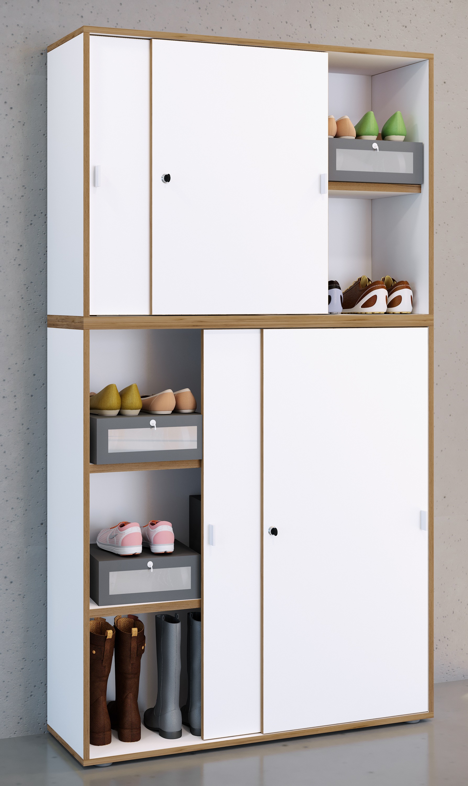 VCM Aktenschrank »VCM Holz Büroschrank Ordner Aktenschrank Büromöbel Schrank Salia 5-fach Breite 100 cm Schiebetüren«, (1 St.)