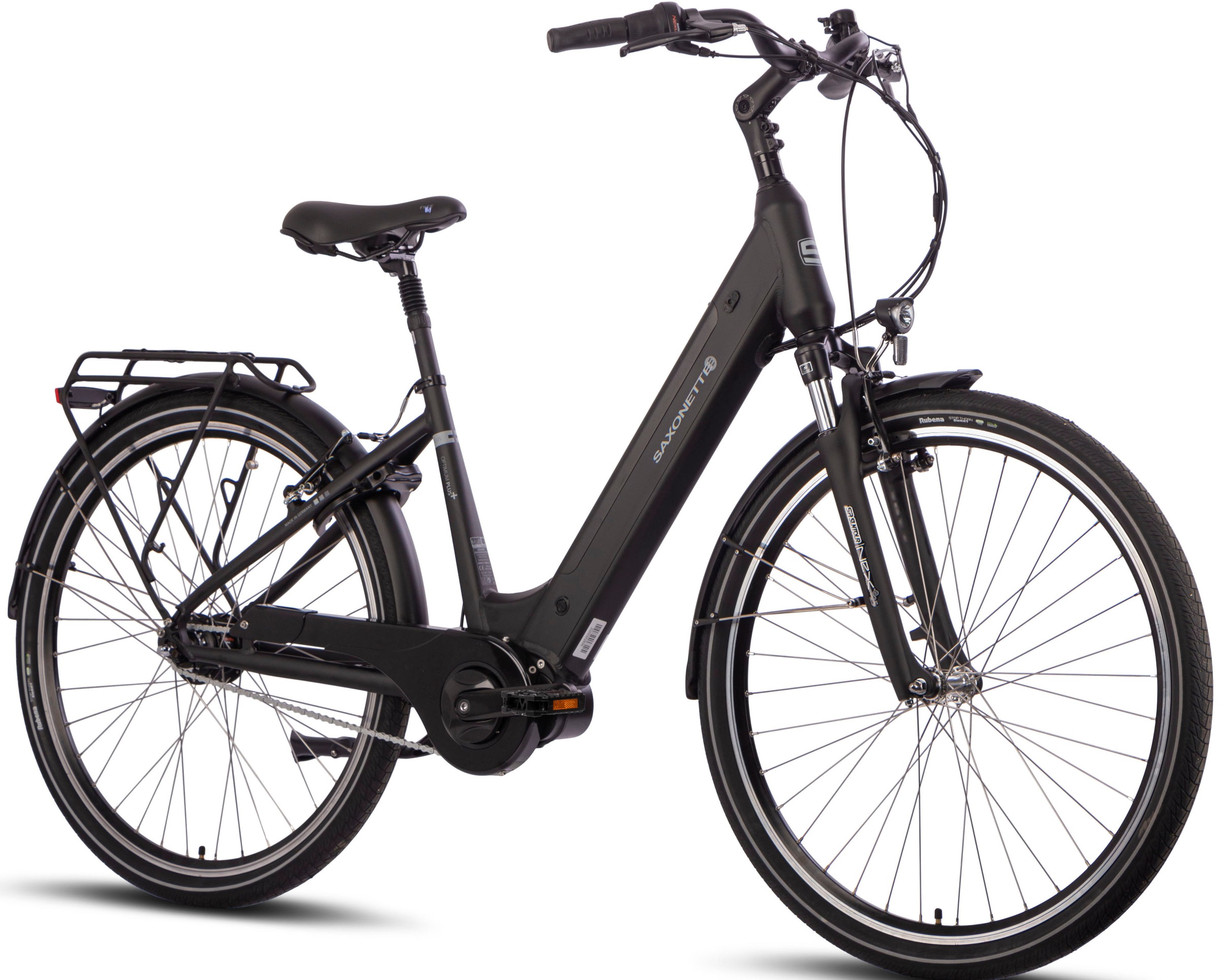 SAXONETTE E-Bike »Optimum Plus«, 7 Gang, Mittelmotor 250 W, E-Bike Citybike, integriertes Rahmenschloss, Pedelec