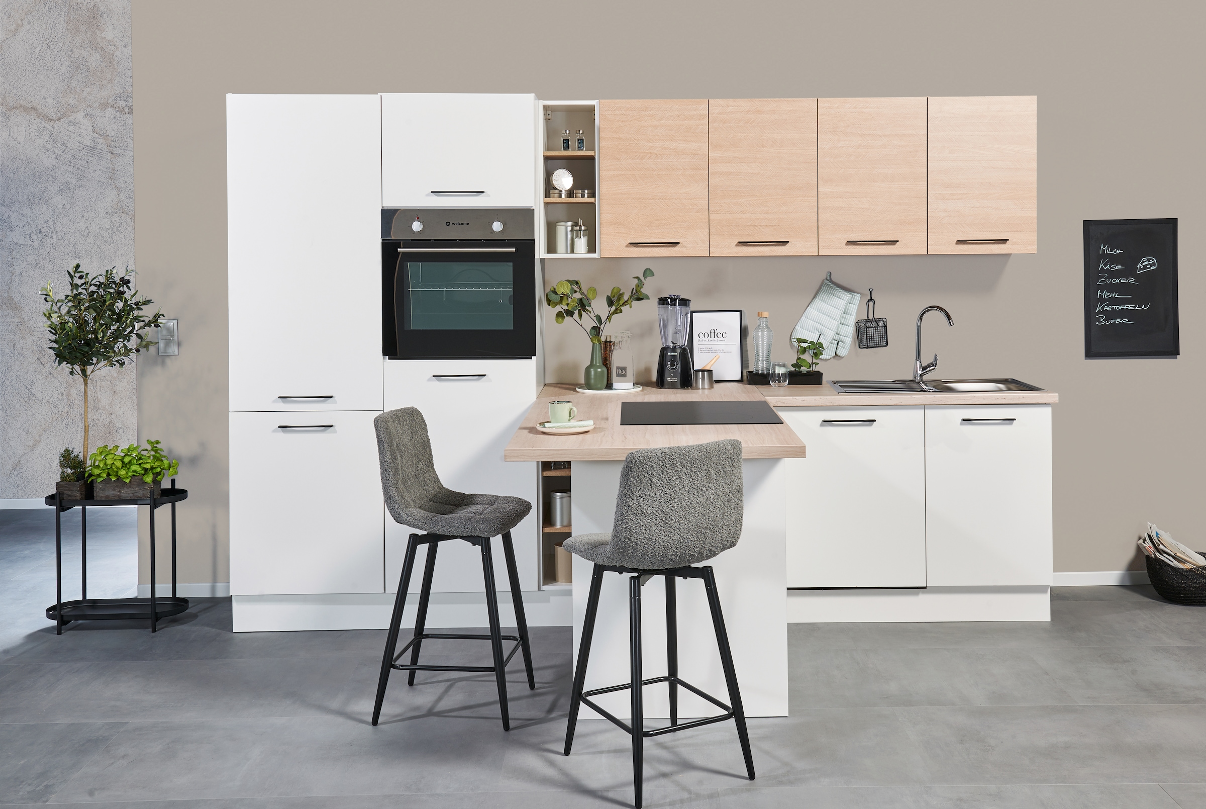 BASIC by Balculina Küchenzeile »Girona B/H/T 325x211x200 cm« Breite 325cm, wahlweise mit E-Geräte, Softclose