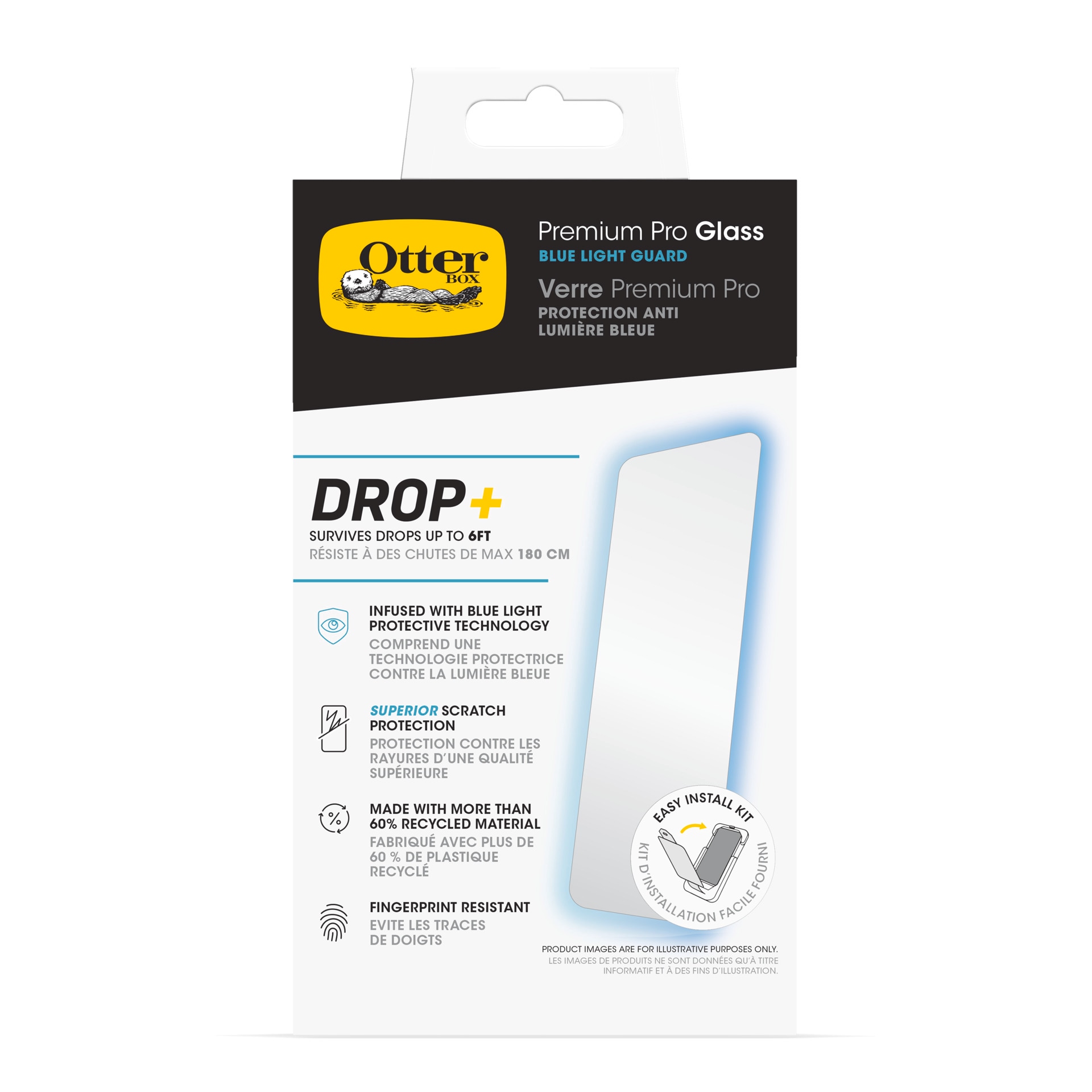Otterbox Displayschutzglas »Premium Pro Glass Blue Light Guard«, für Apple iPhone 16 Pro, Displayschutzfolie, Schutzfolie, Bildschirmschutz, kratz- & stoßfest