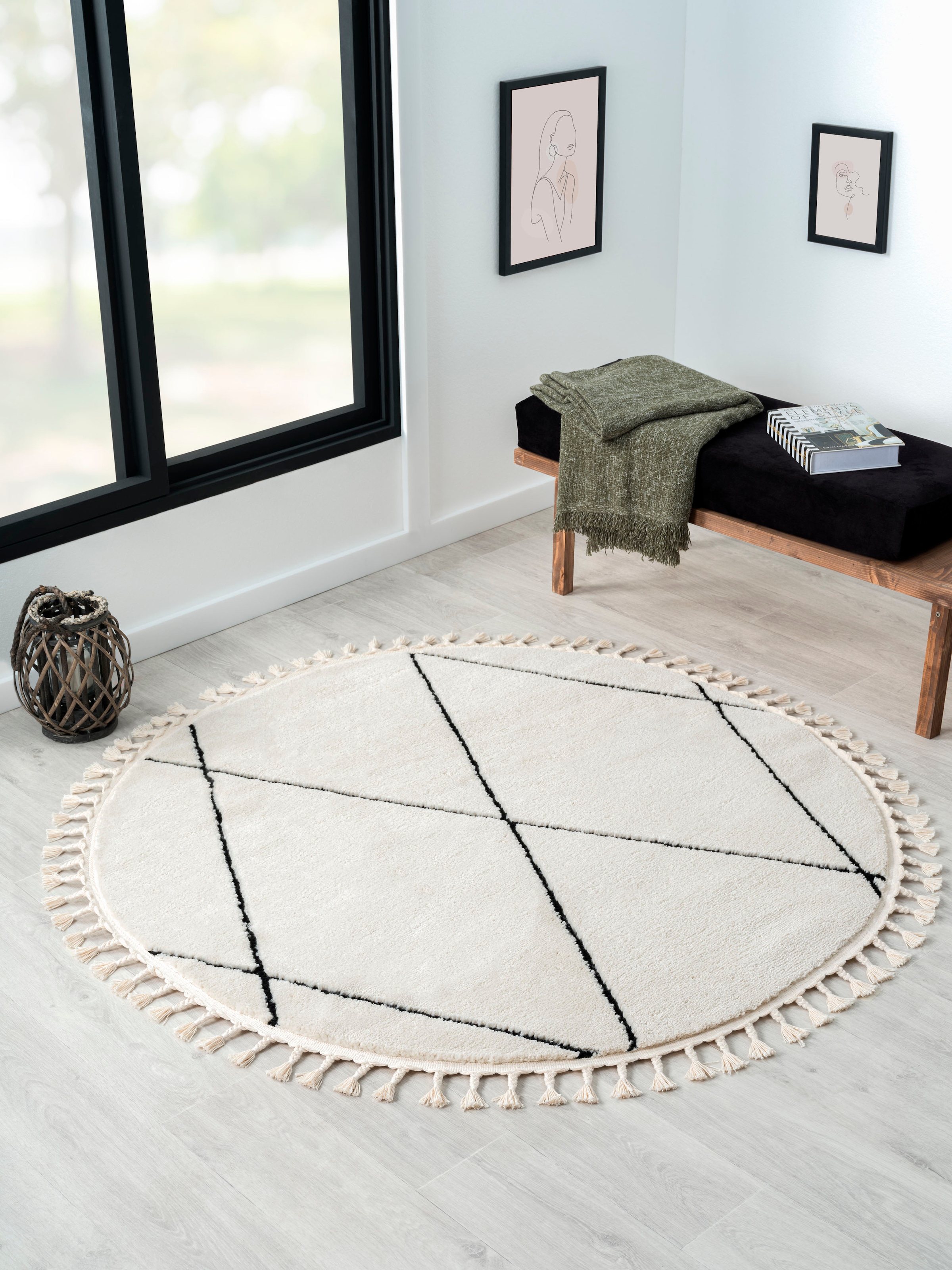 Hochflor-Teppich »Moroccan Pattern«, rund, modern, marokkanisches Design, Rauten...