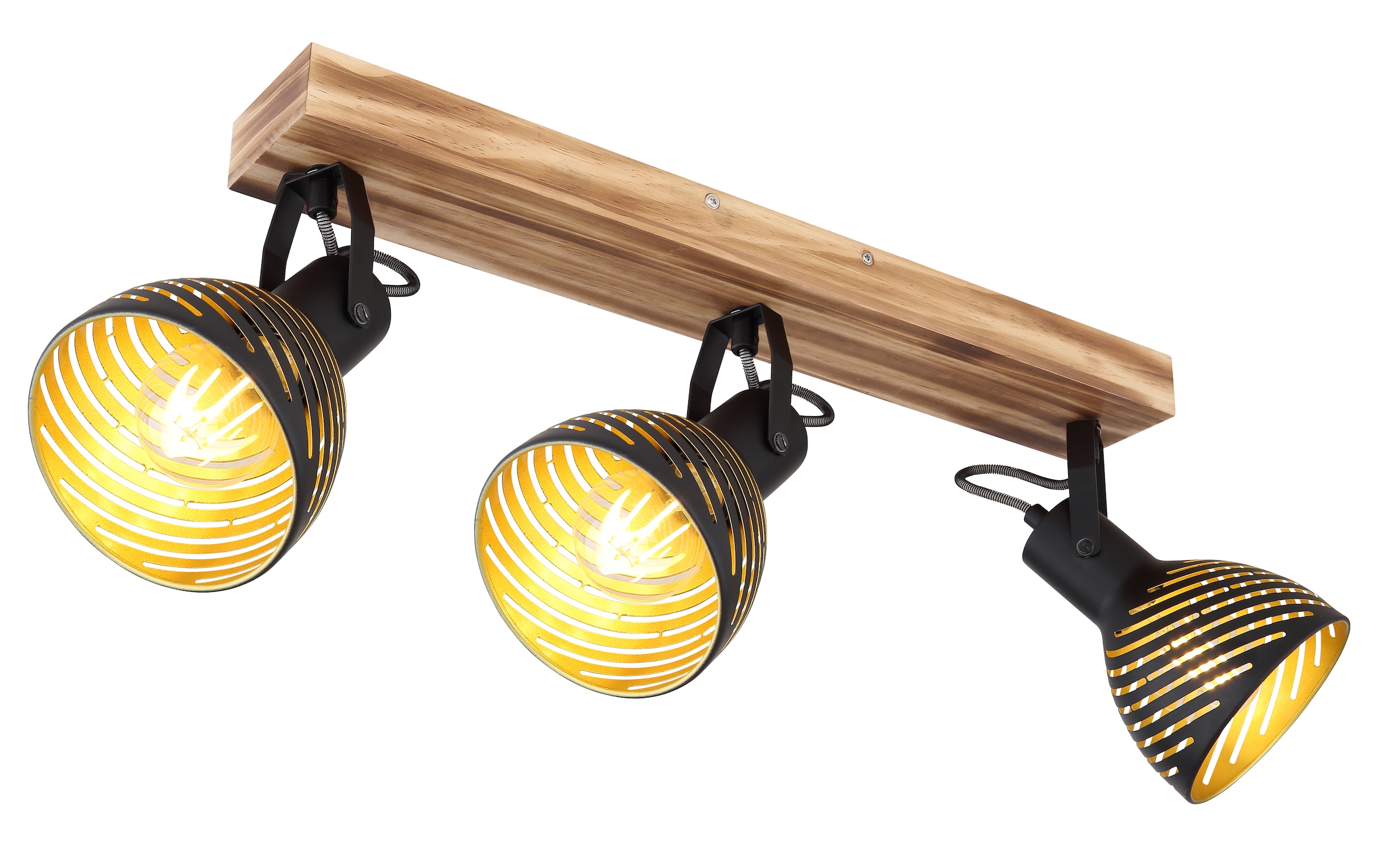 GLOBO LIGHTING Deckenstrahler »LENNA«, Leuchtmittel E27 | ohne Leuchtmittel, Deckenspot/Holz/goldfarben/Dekorschlitze/Flur
