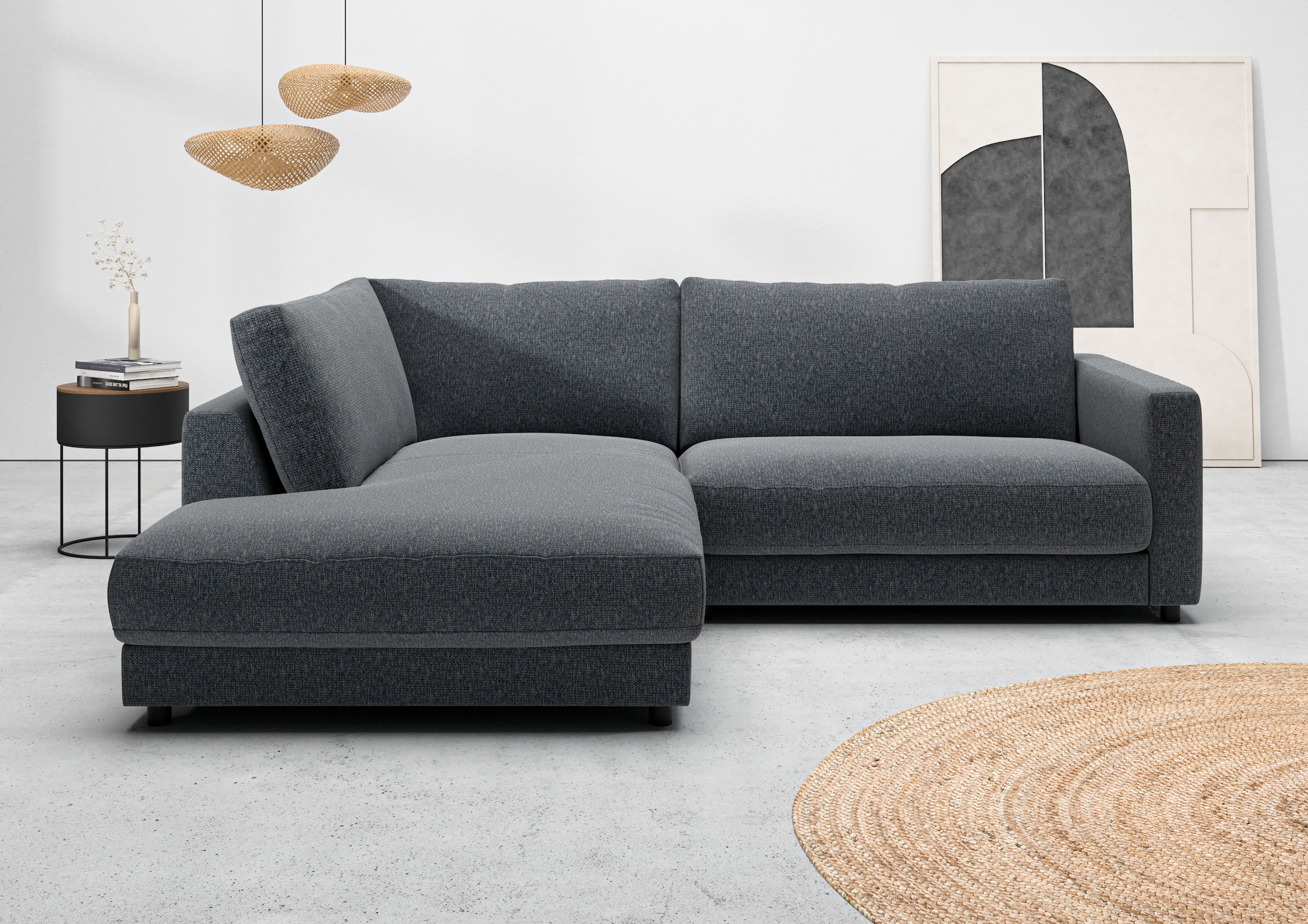 Home affaire Ecksofa "Ecksofa Jiro, L-Form, große Sitztiefe, Breite 252 cm" lose Sitz- & Rückenkissen, weicher Polsteraufbau, komfortabel & modern