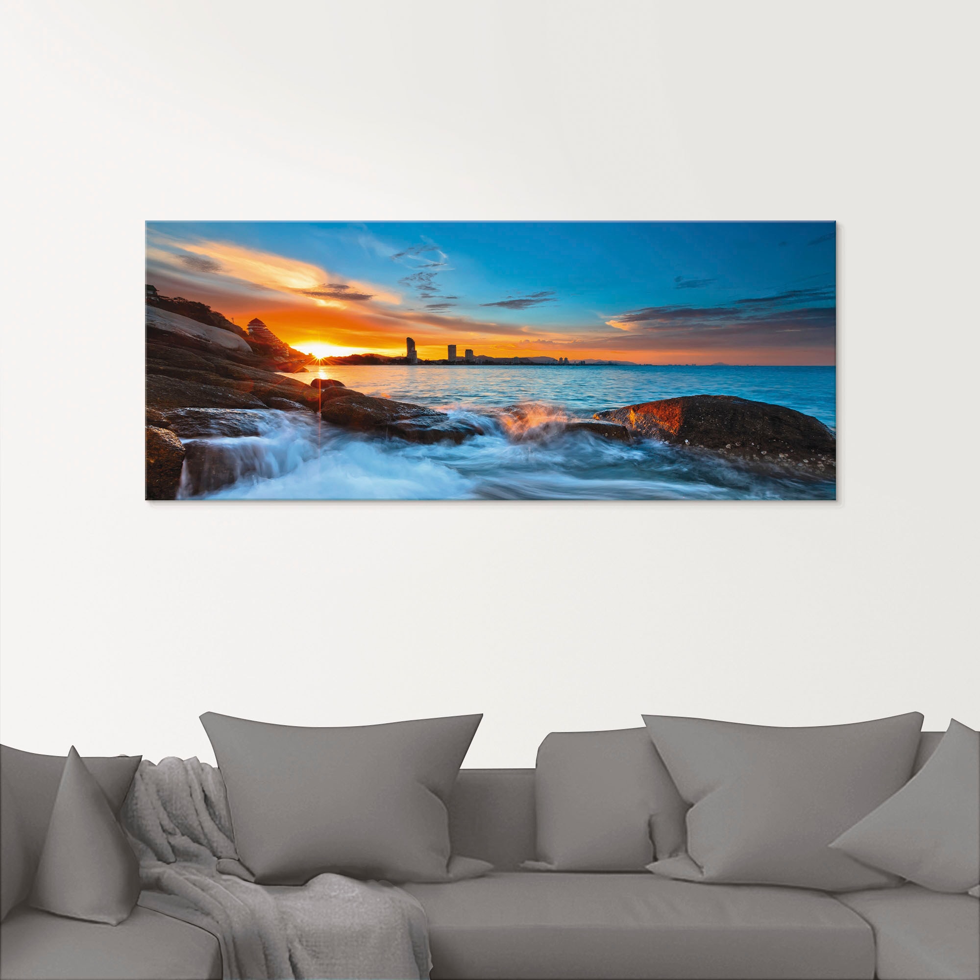 Artland Glasbild »Sonnenuntergangszeit am Hua-Hin Strand«, Gewässer, (1 St.), in verschiedenen Größen