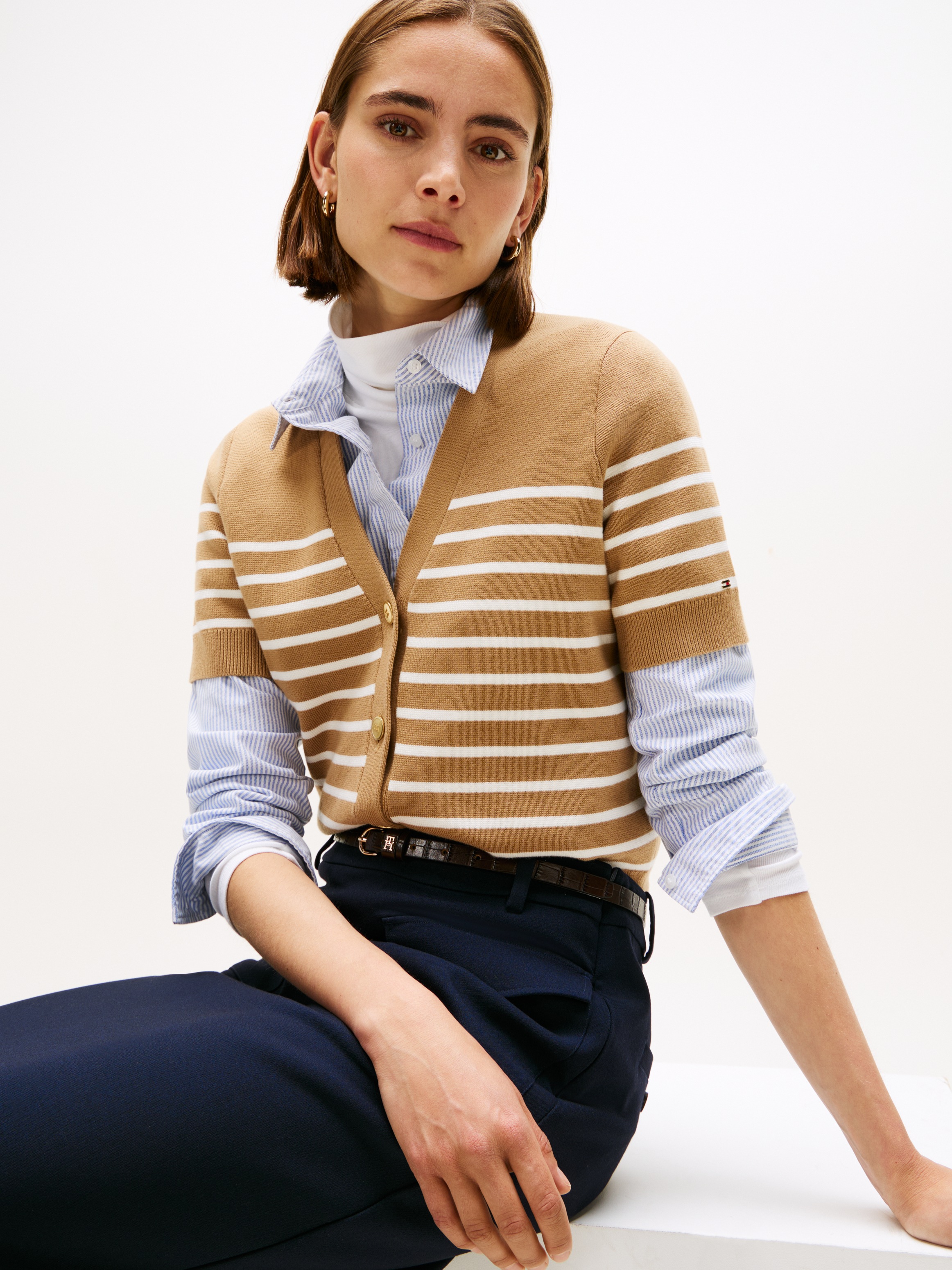 Tommy Hilfiger Strickjacke "CO JERSEY MID GG GOLD BTN CARDI", mit goldfarbe günstig online kaufen