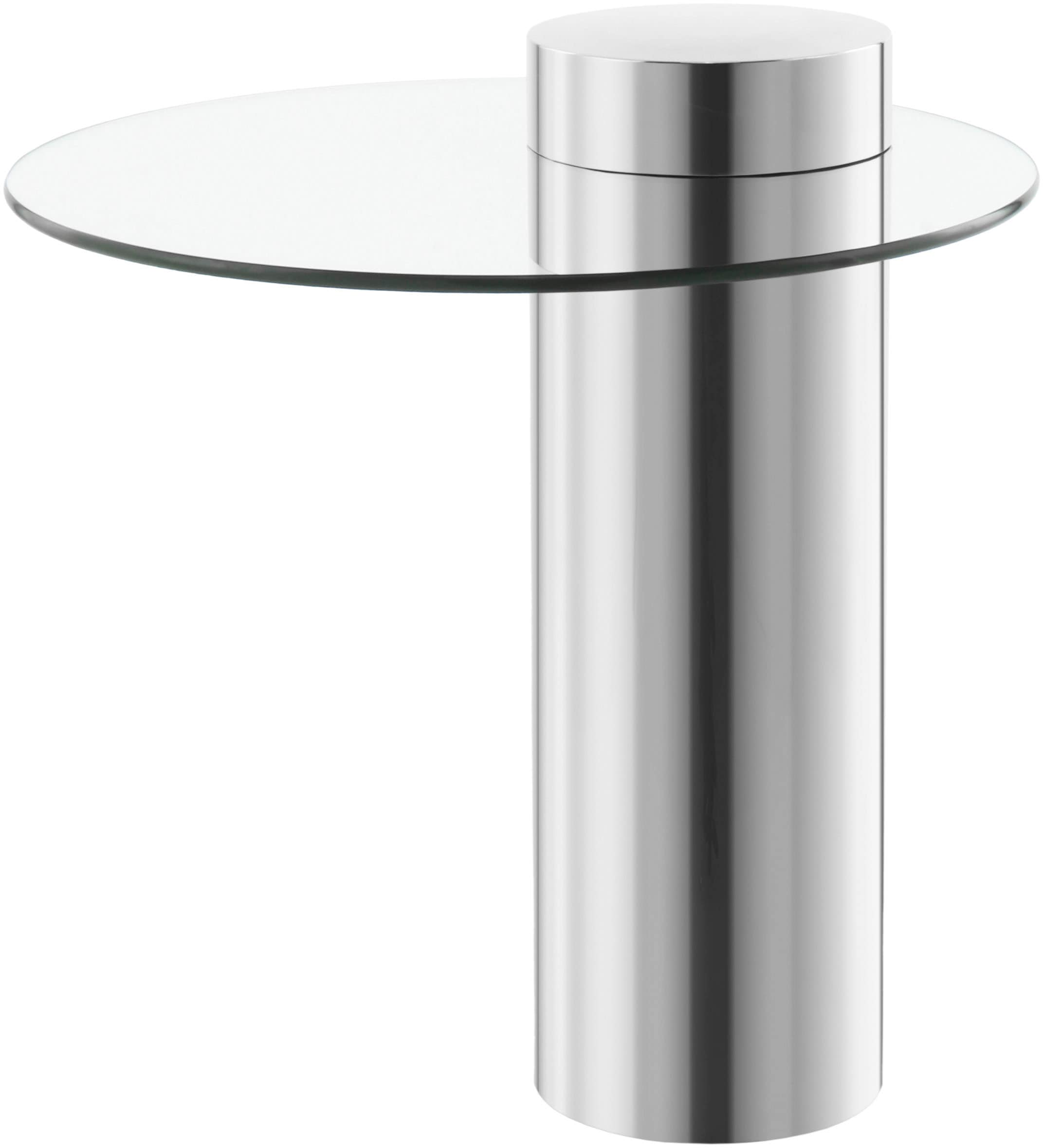 Kayoom Beistelltisch »Ontario 125, Runde Glasplatte aus Sicherheitsglas, 100% Edelstahl«, (1 St.), Minimalistisches Design, Säulengestell, pflegeleicht