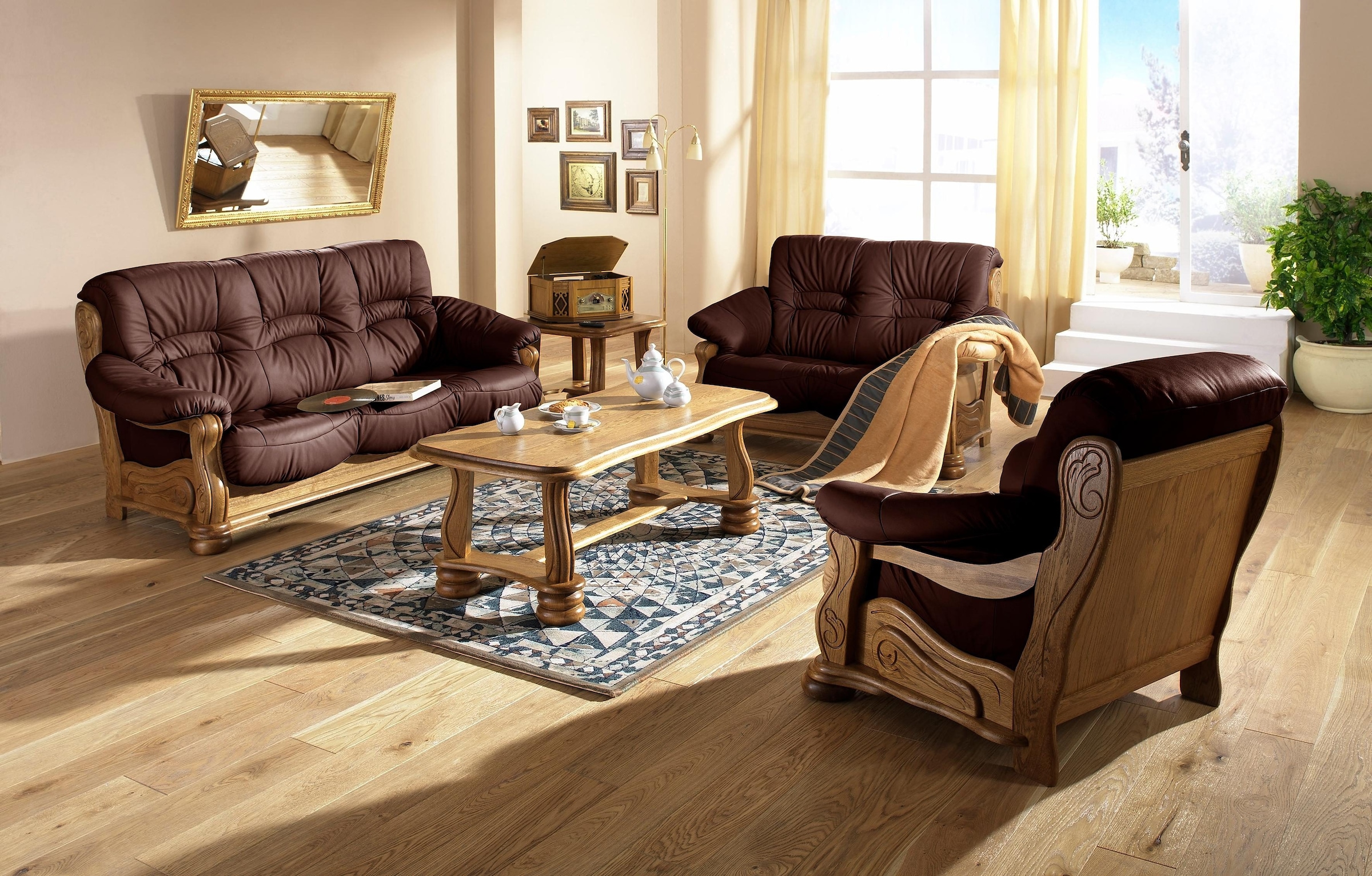 Max Winzer® Sessel »Texas, Loungesessel«, mit dekorativem Holzgestell