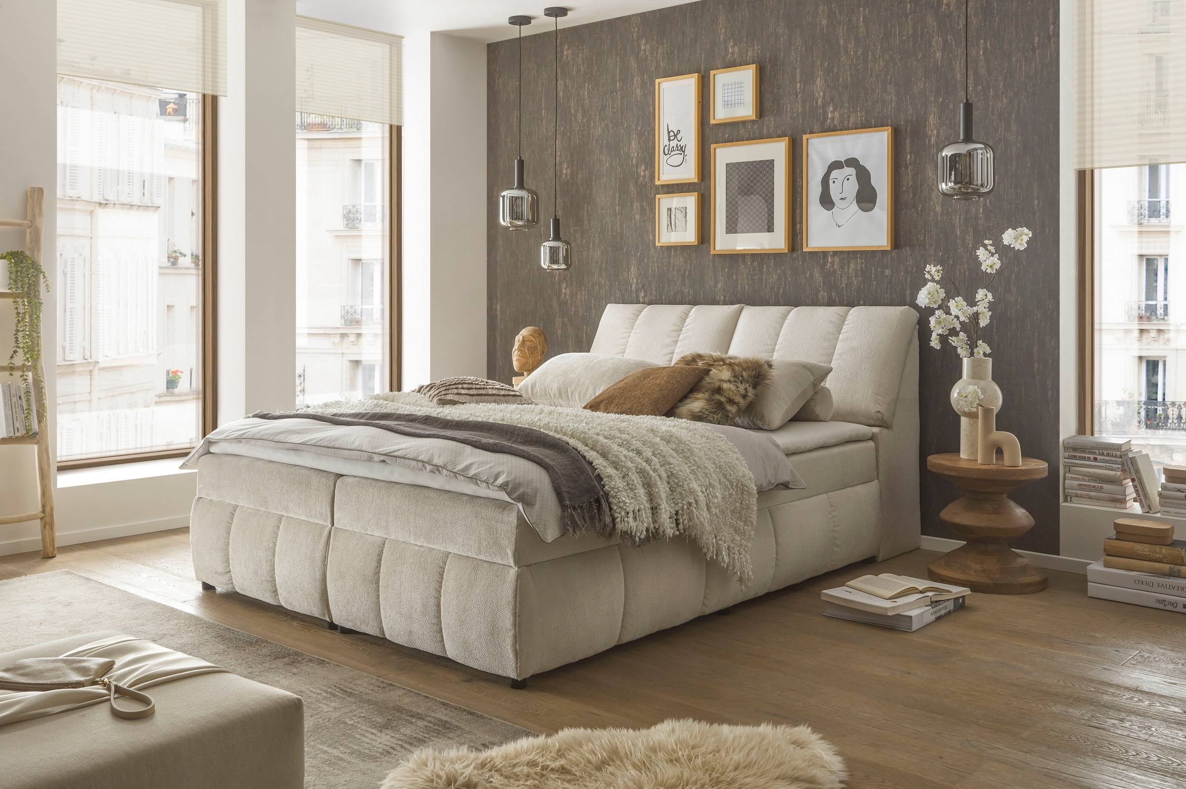 ED EXCITING DESIGN Boxbett »Valencia«, inkl. Bettkasten und Stauraum im Kopfteil