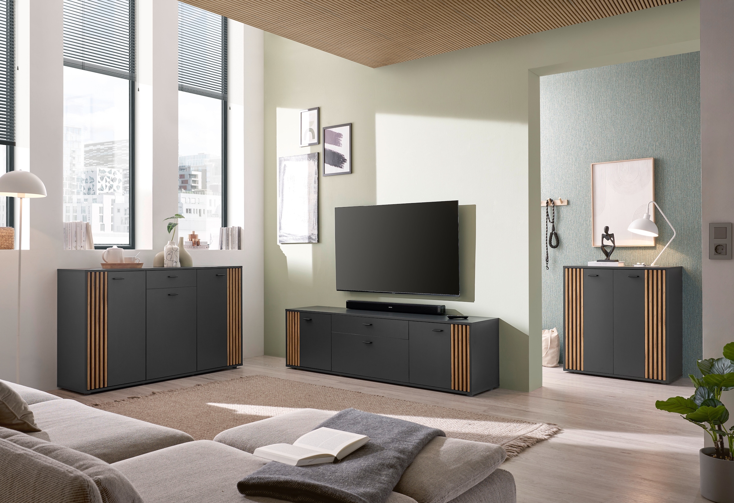 HBZ Sideboard »Dublin Kommode, BxHxT 140x86x38cm«, (1 St.), Breite 140cm, Softclose, Metallgriffe