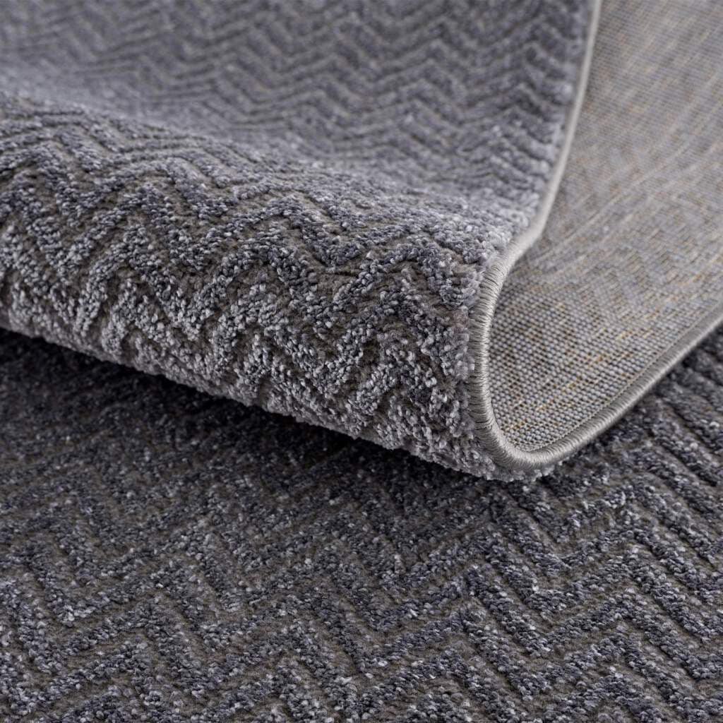 Carpet City Teppich »Friseé-Teppich  FANCY805« rechteckig 12 mm Höhe Läufer, Kurzflor, Einfarbig, 3D-Optik, Zickzack Look, Wohnzimmer