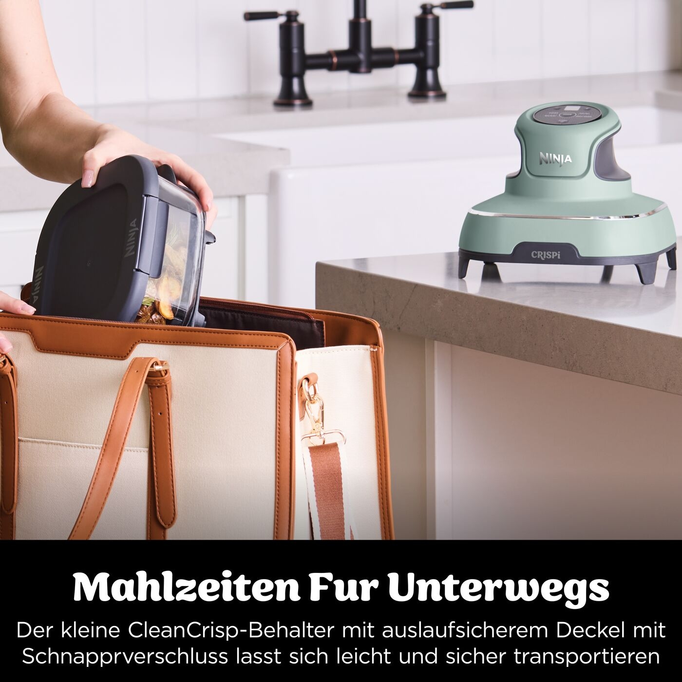 NINJA Heißluftfritteuse »CRISPi 4-in-1 Sage - FN101EUSG« 1700 W tragbar