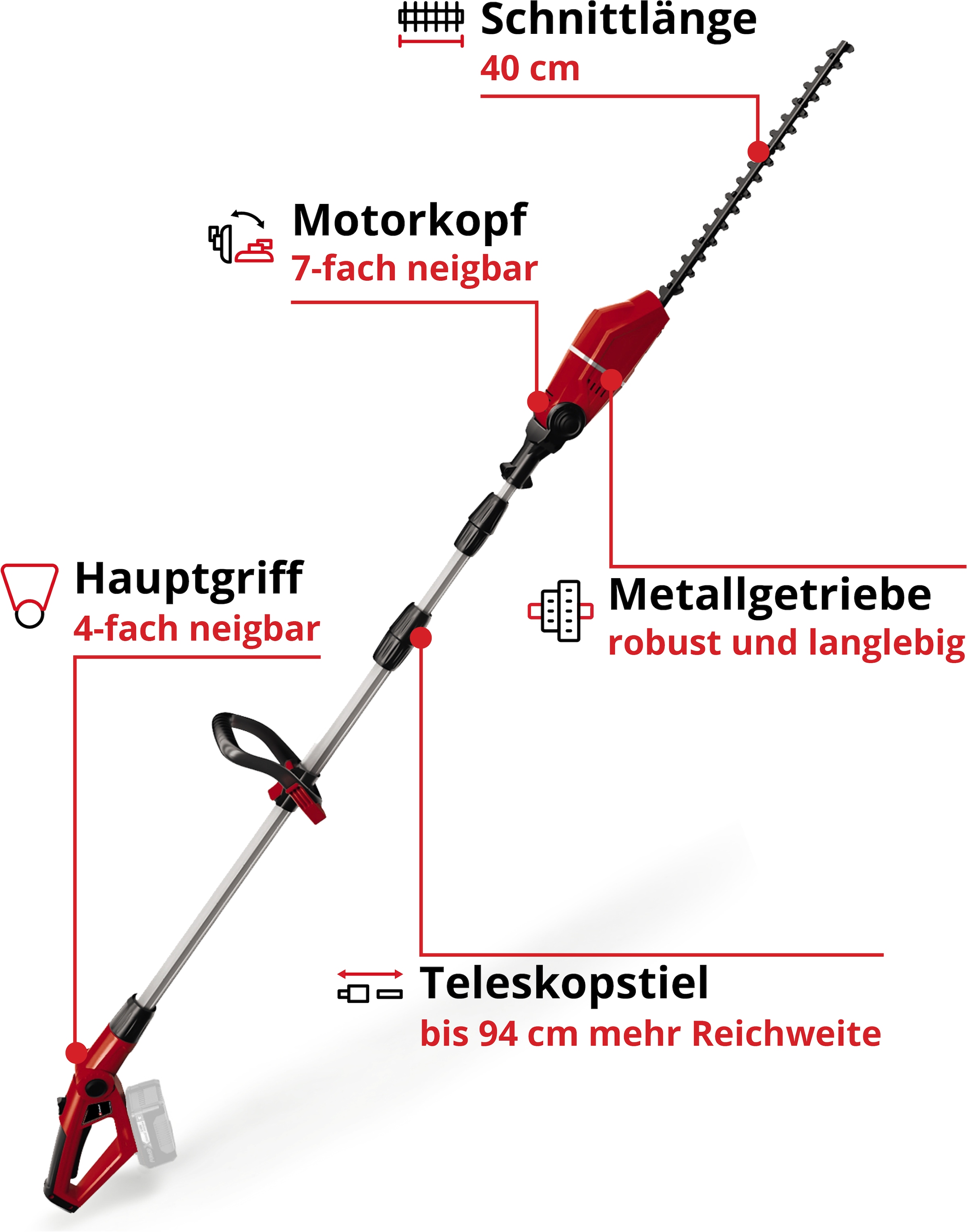 Einhell Akku-Heckenschere »GE-HH 18/45 Li T-Solo«, 40 cm Schnittlänge, ohne Akku und Ladegerät