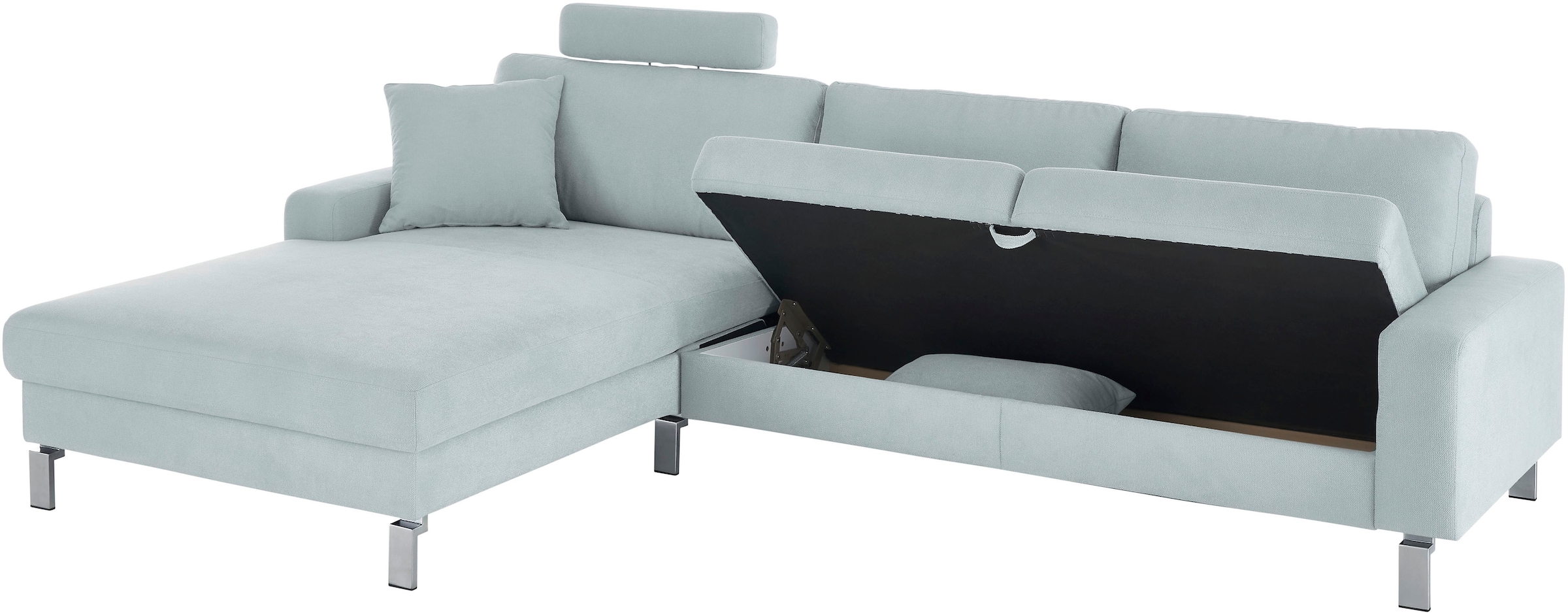 3C Candy Ecksofa »Lecce, wahlweise PUR-Schaumstoff oder Tonnentaschenfederkern«, Bett im 2,5-Sitzer, teilmotorische Schlaffunktion im Longchair, L-Form