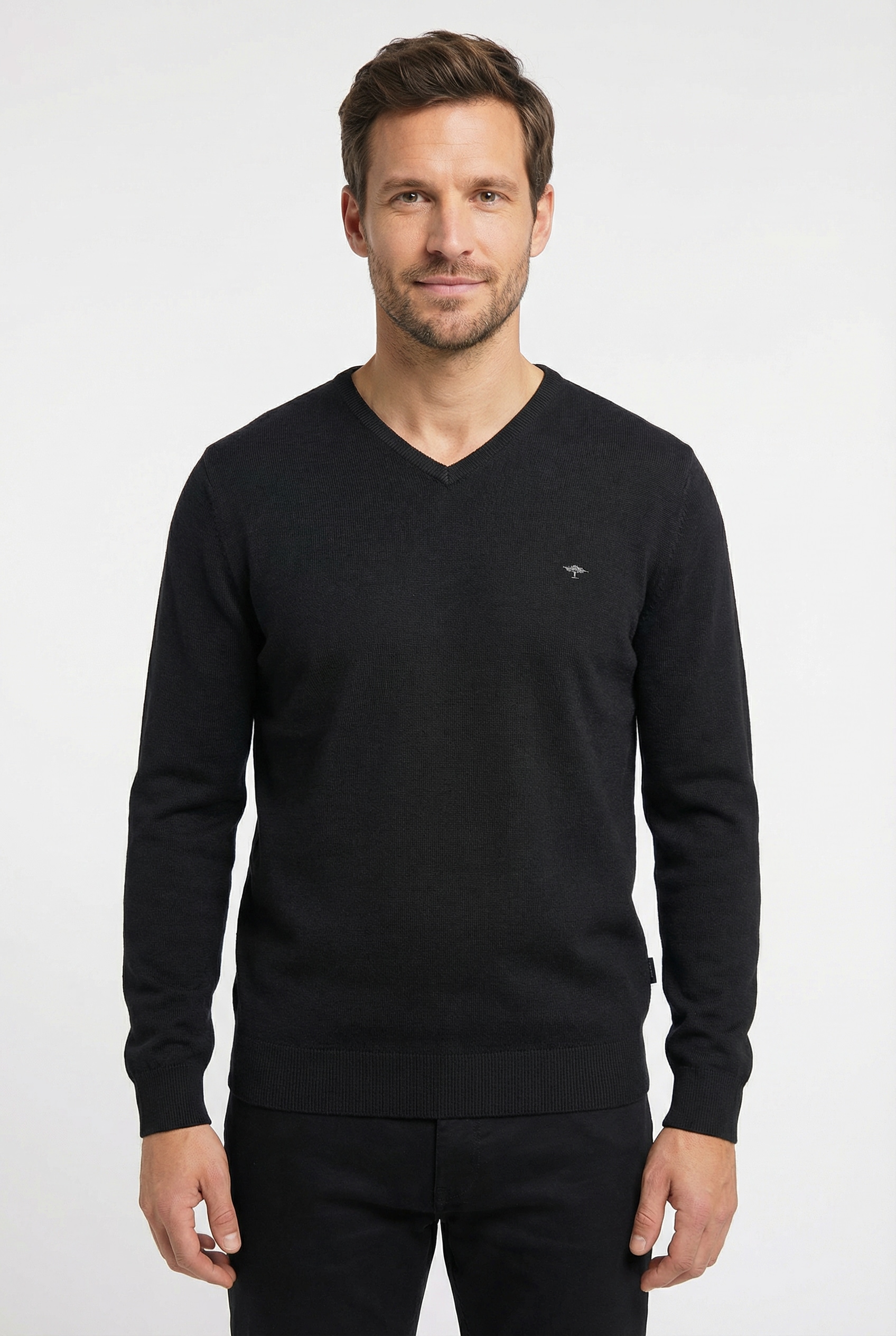 FYNCH-HATTON Strickpullover »FYNCH-HATTON Pullover mit V-Kragen« aus Baumwolle, mit V-Ausschnitt, bequeme Passform