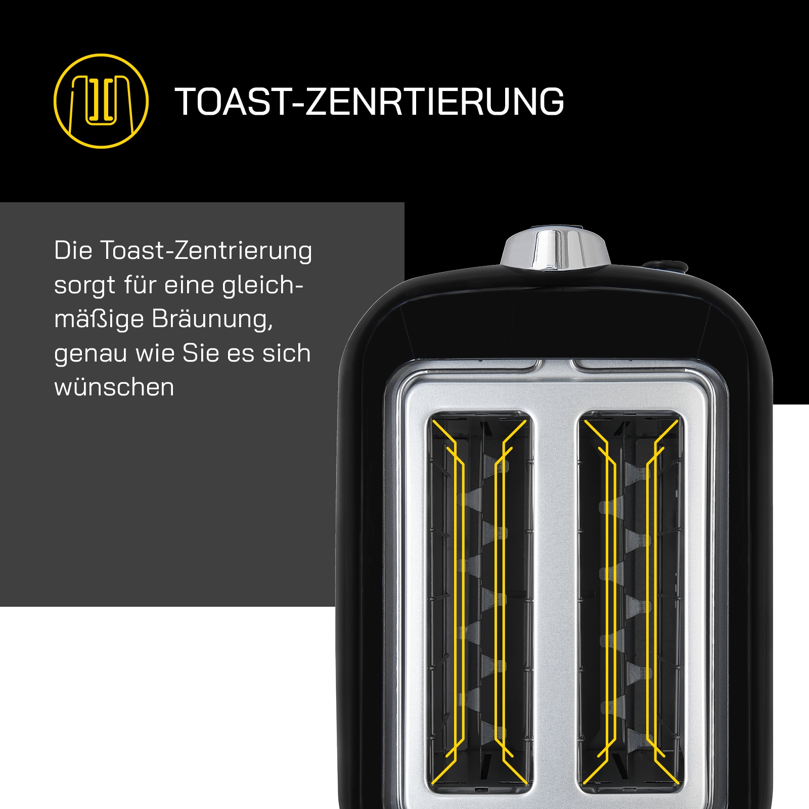 Gutfels Toaster »TOAST 3300 C«, 2 kurze Schlitze, 1050 W, 2-Scheiben-Toaster,1050 Watt