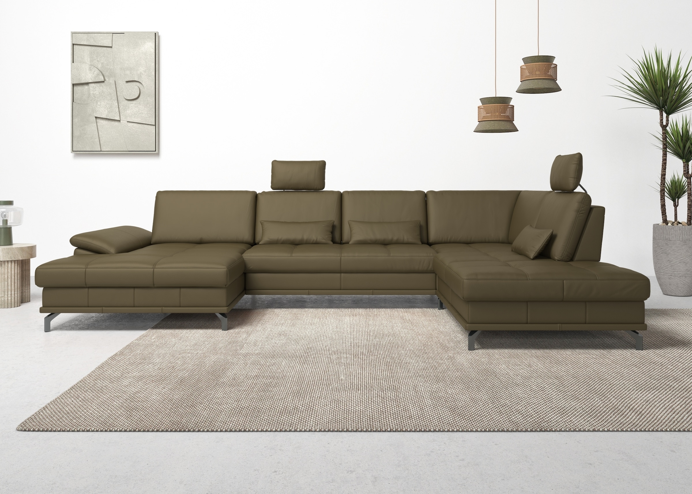 OTTO home Wohnlandschaft "Costello U-Form, B: 363 cm mit Sitztiefen-, Armteilverstellung &" 3 Nierenkissen, optional Schlaffunktion & Bettkasten