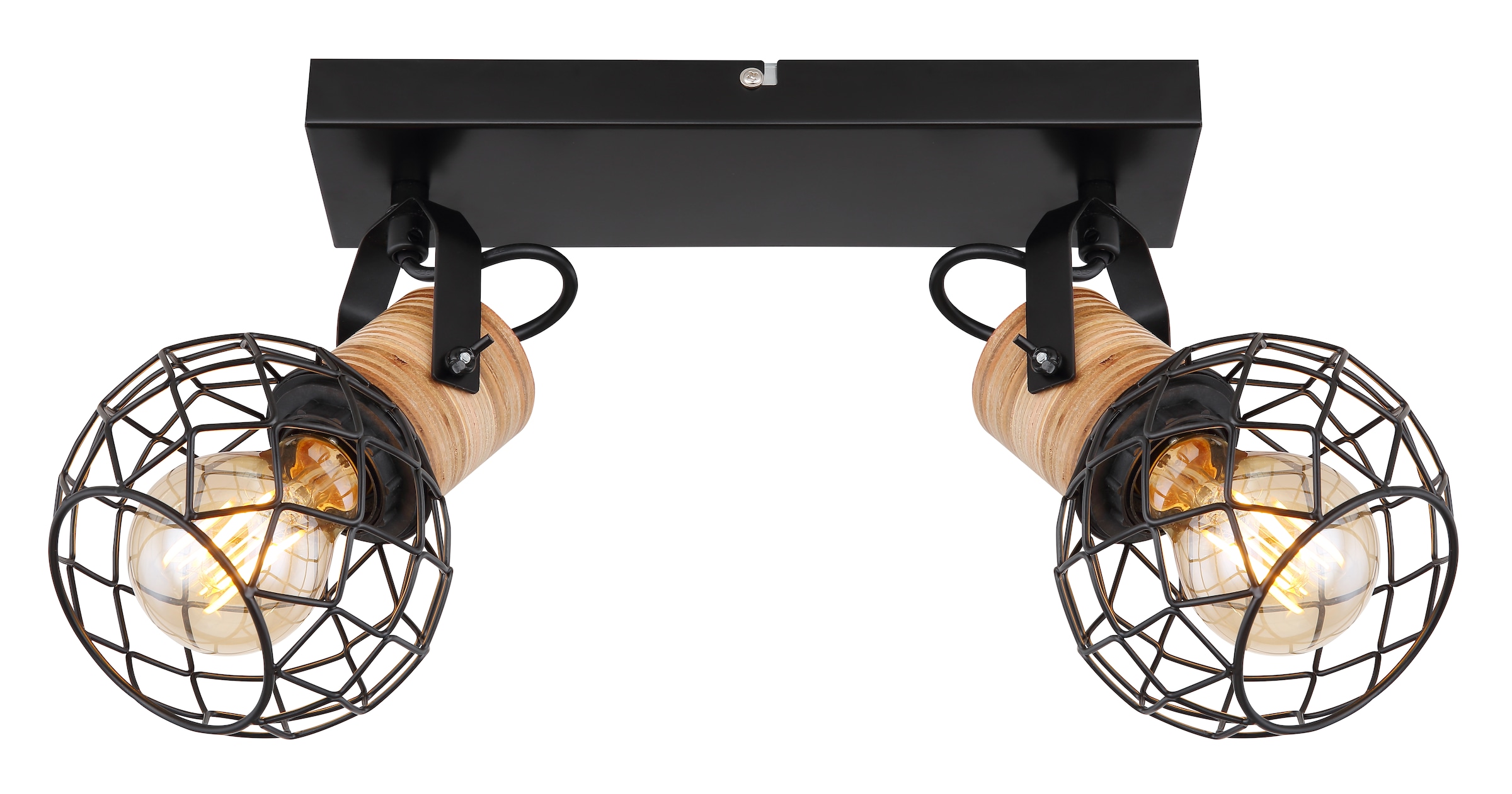 GLOBO LIGHTING Deckenstrahler »LACKY«, Leuchtmittel E27 | ohne Leuchtmittel, Deckenspot/schwarz/MDF braun/ Flur/Wohnzimmer/Schlafzimmer