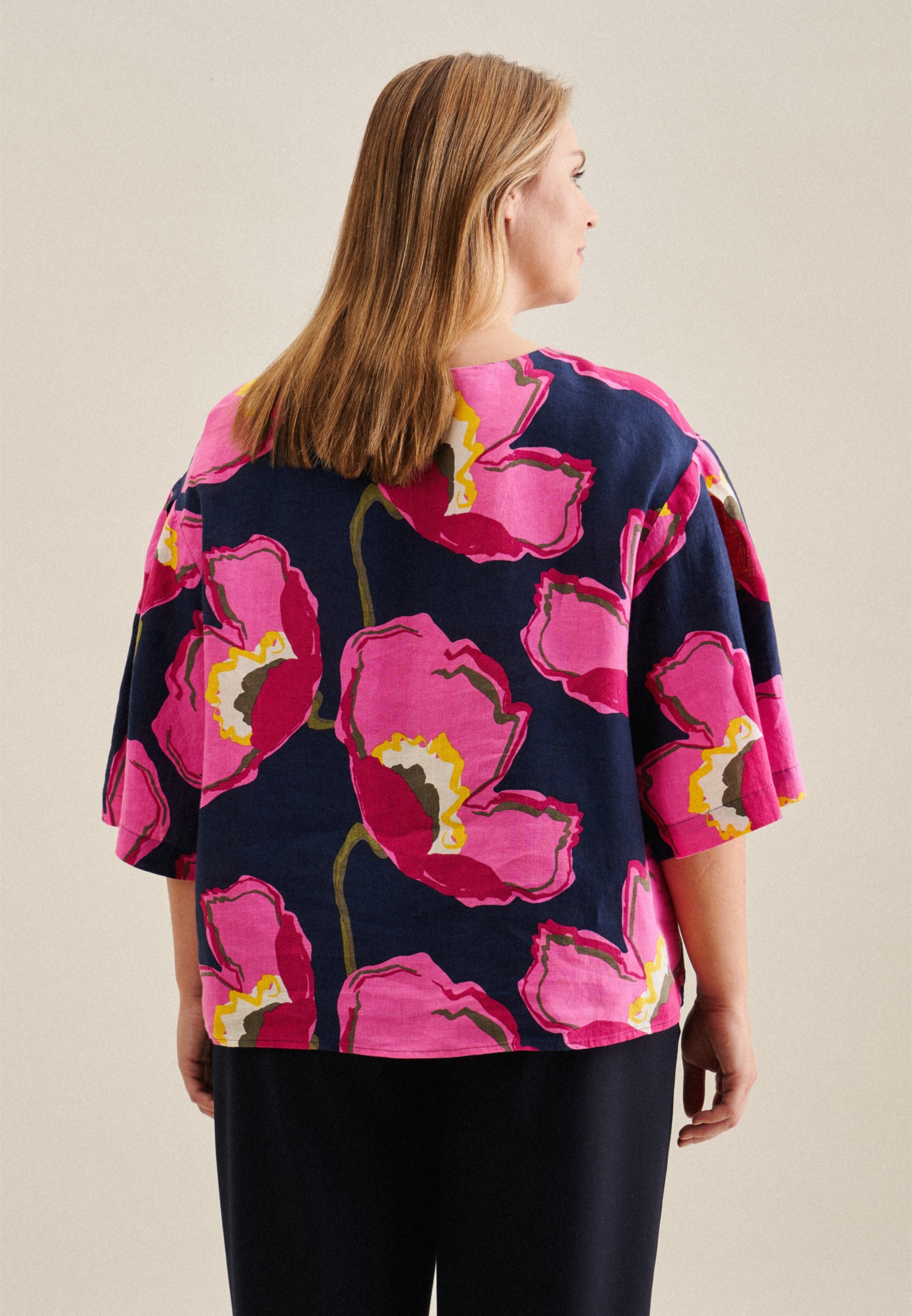 seidensticker Shirtbluse »Schwarze Rose«, Kurzarm Rundhals Floral