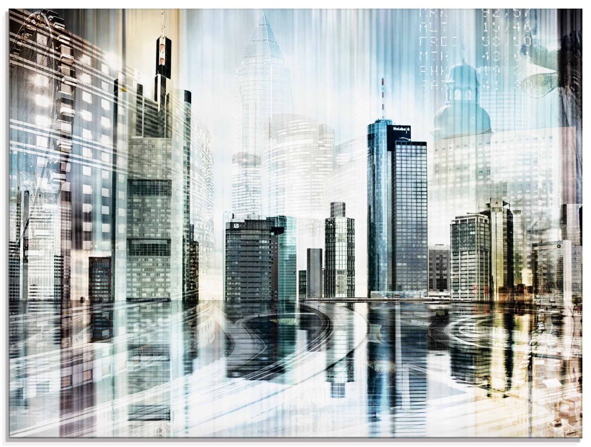 Artland Glasbild "Frankfurt Skyline Abstrakte Collage" Deutschland 1 Stk. tlg. in verschiedenen Größen
