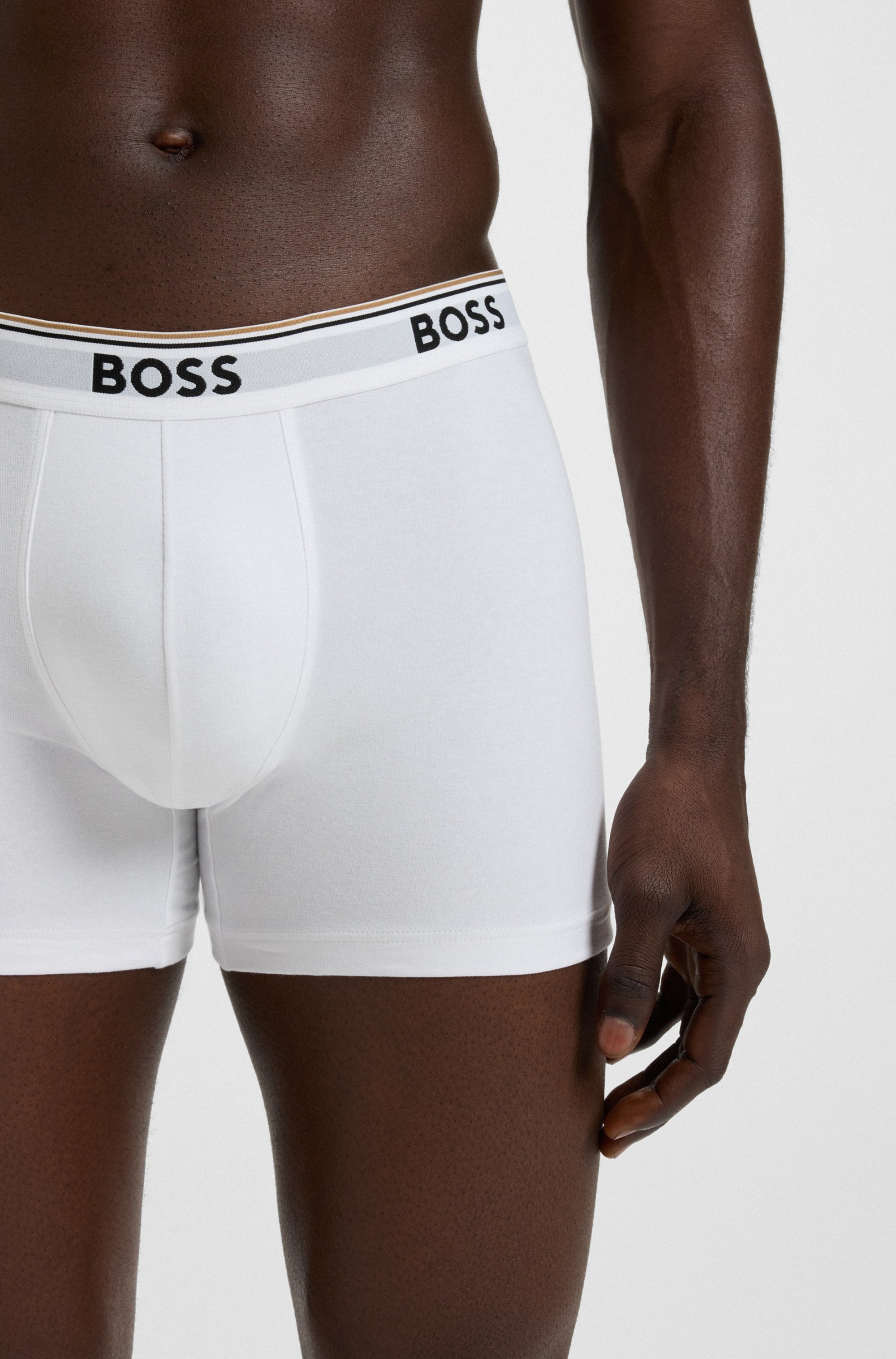 BOSS Langer Boxer »Brief 3 PACK«, mit farblich passendem Webbund