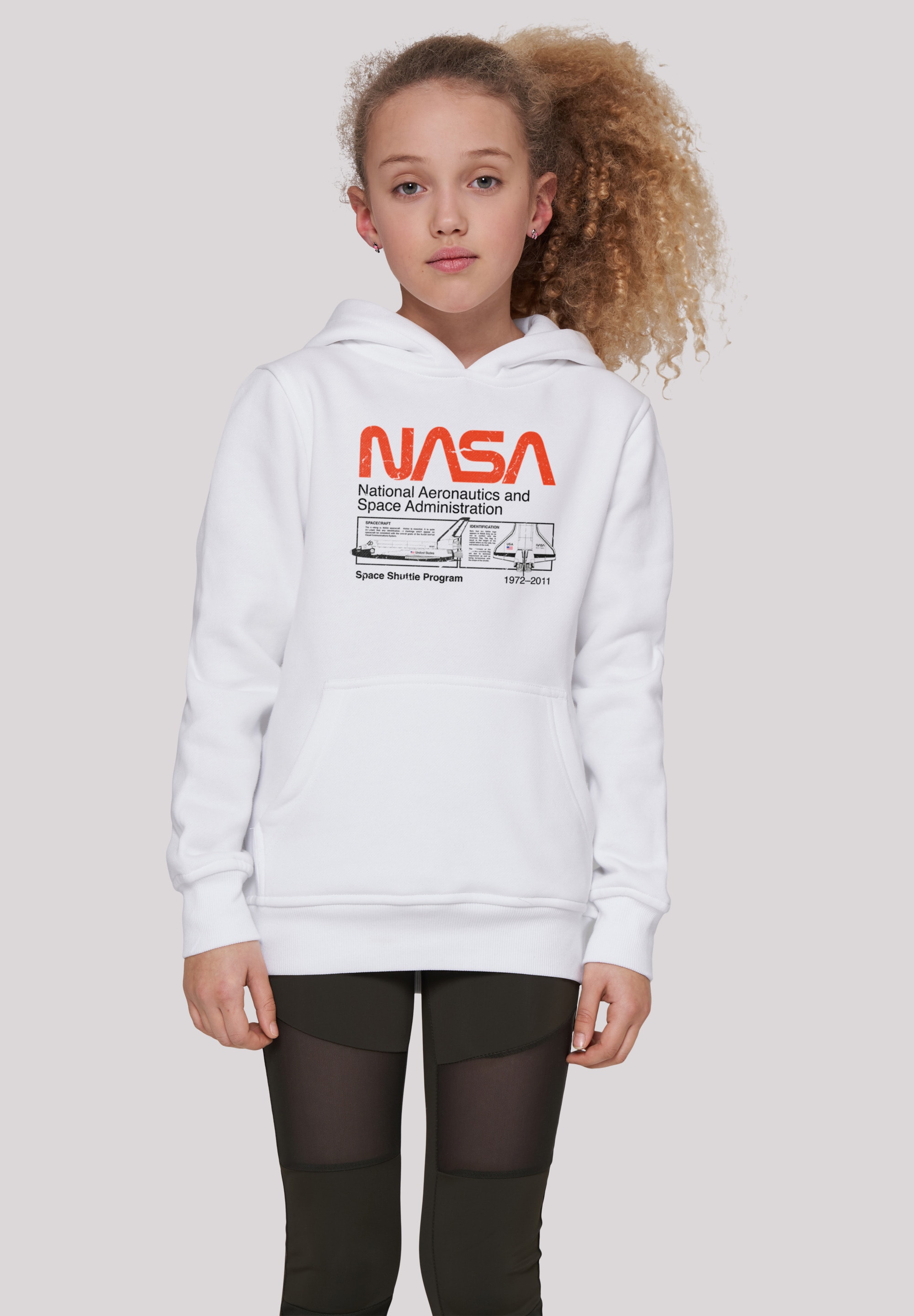 Black Friday F4NT4STIC Sweatshirt Merch,Jungen,Mädchen,Bedruckt Kinder,Premium Shuttle Classic Space »NASA BAUR Unisex White«, 