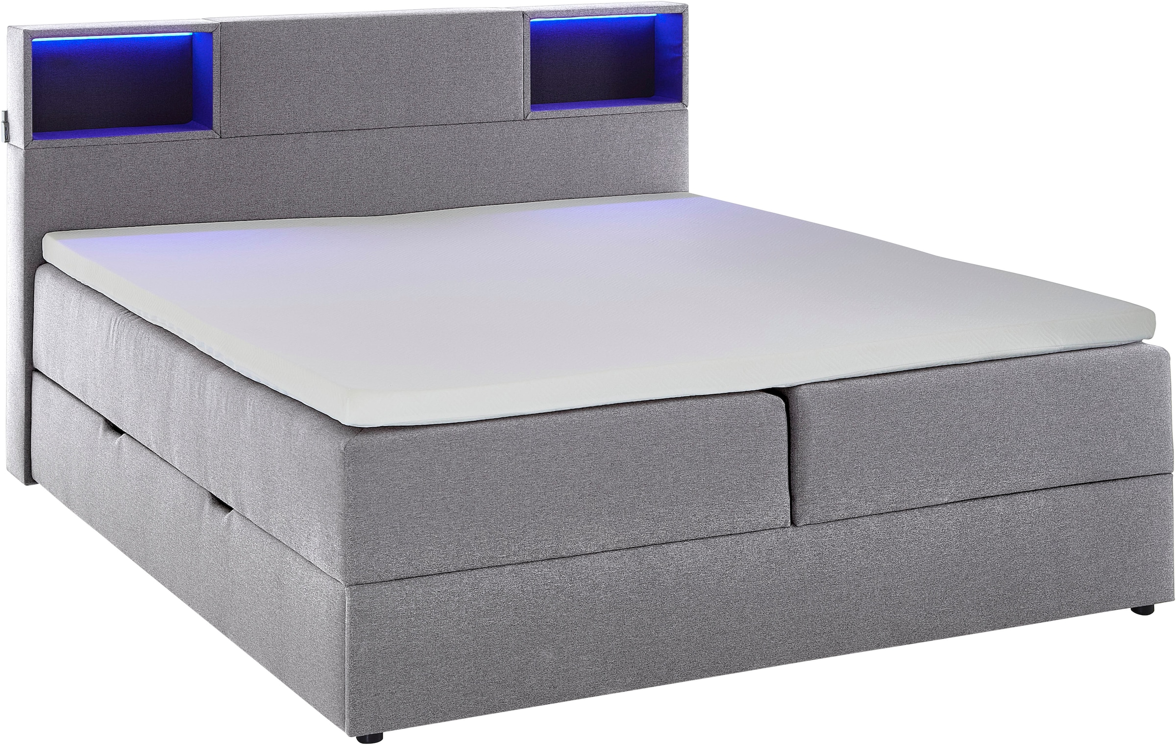meise.möbel Boxspringbett »Caja mit Bettkasten und Topper«, mit LED ausgestattetes Ablagefach im Kopfteil