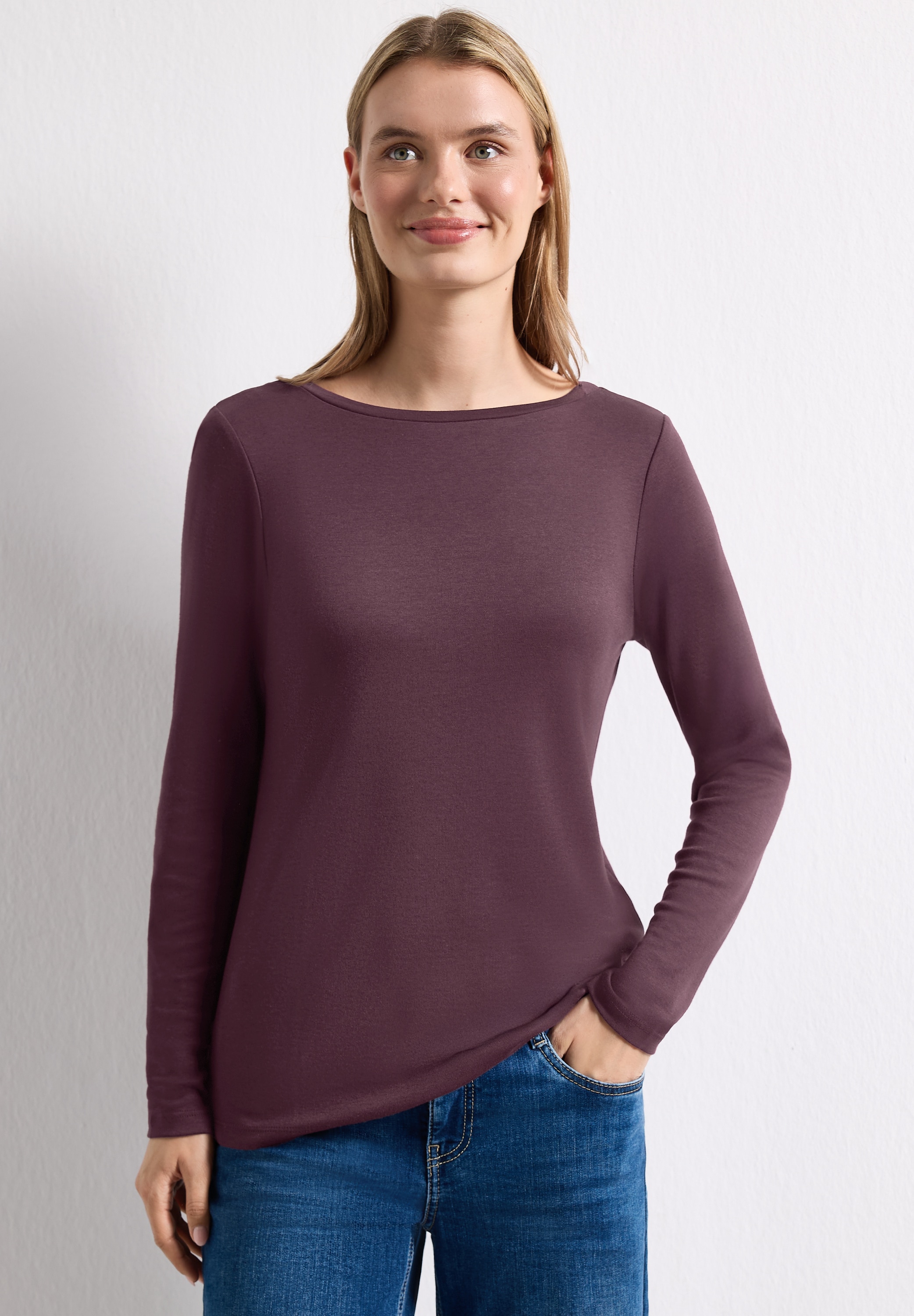 STREET ONE Langarmshirt in Unifarbe