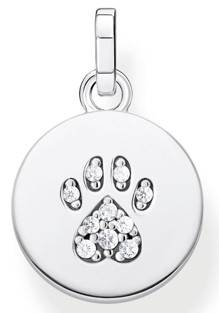 THOMAS SABO Kettenanhänger »Coin Pfote Katze silber, PE882-643-14«, mit Zirkonia (synth.)