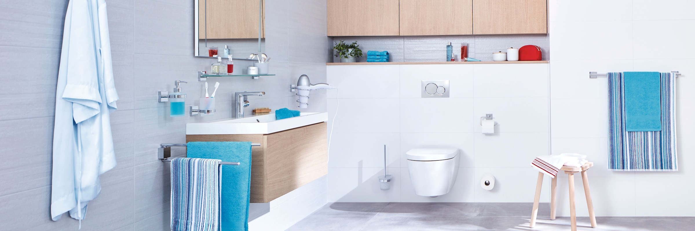 tesa Duschregal »EKKRO Glasablage ohne Bohren - 5 cm  : 60 cm : 12,0 cm« Packung,  selbstklebende Badablage aus Glas - chrom - silber glänzend