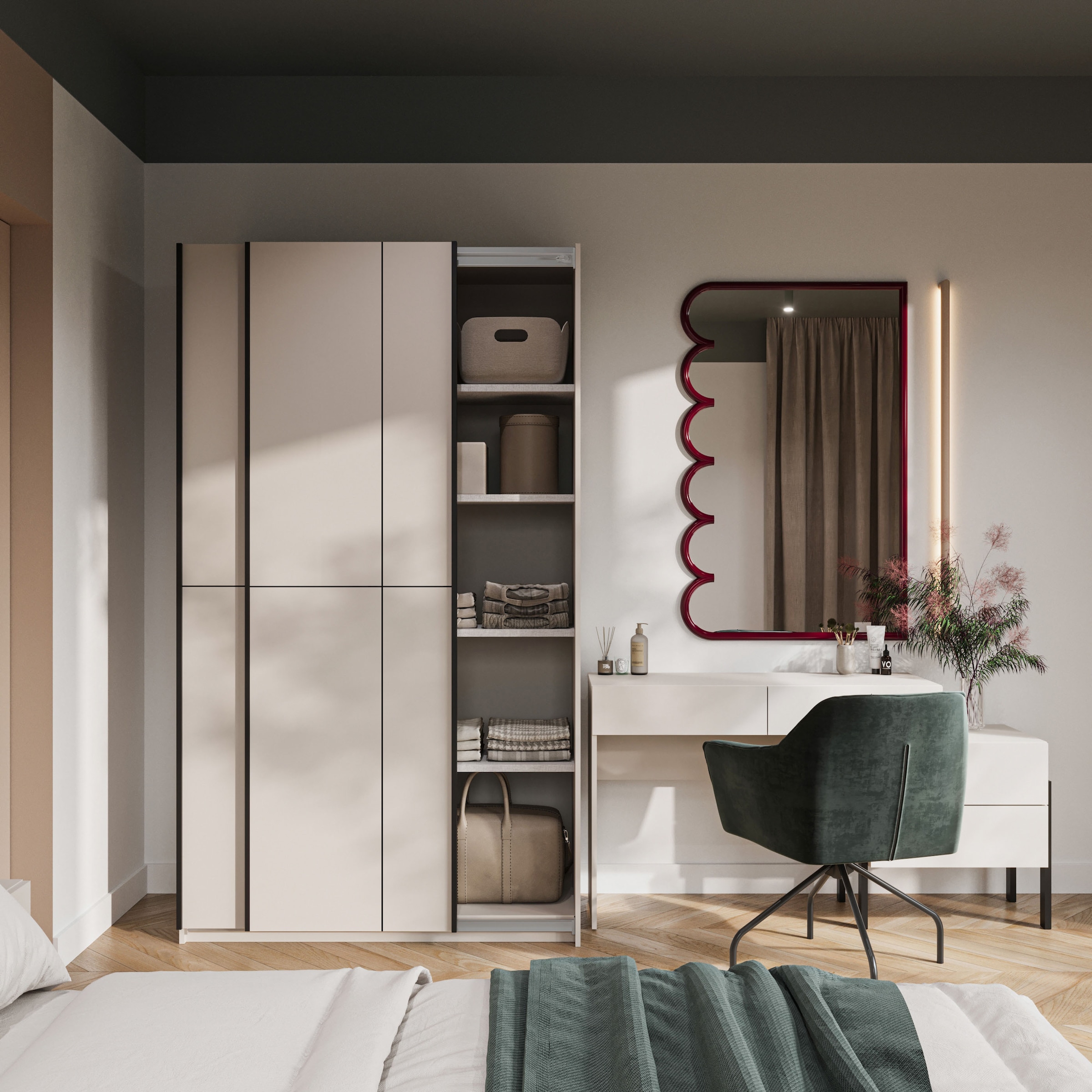 Home affaire Schiebetürenschrank »Cube Garderobenschrank incl.kompletter Innenausstattung« Moderner Kleiderschrank, Schiebetürenschrank, Garderobe